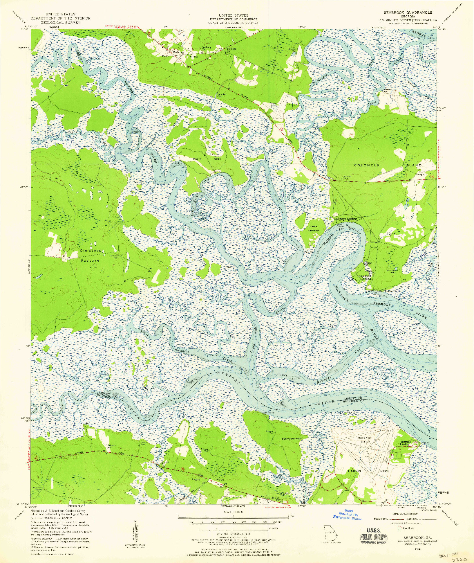 USGS 1:24000-SCALE QUADRANGLE FOR SEABROOK, GA 1954