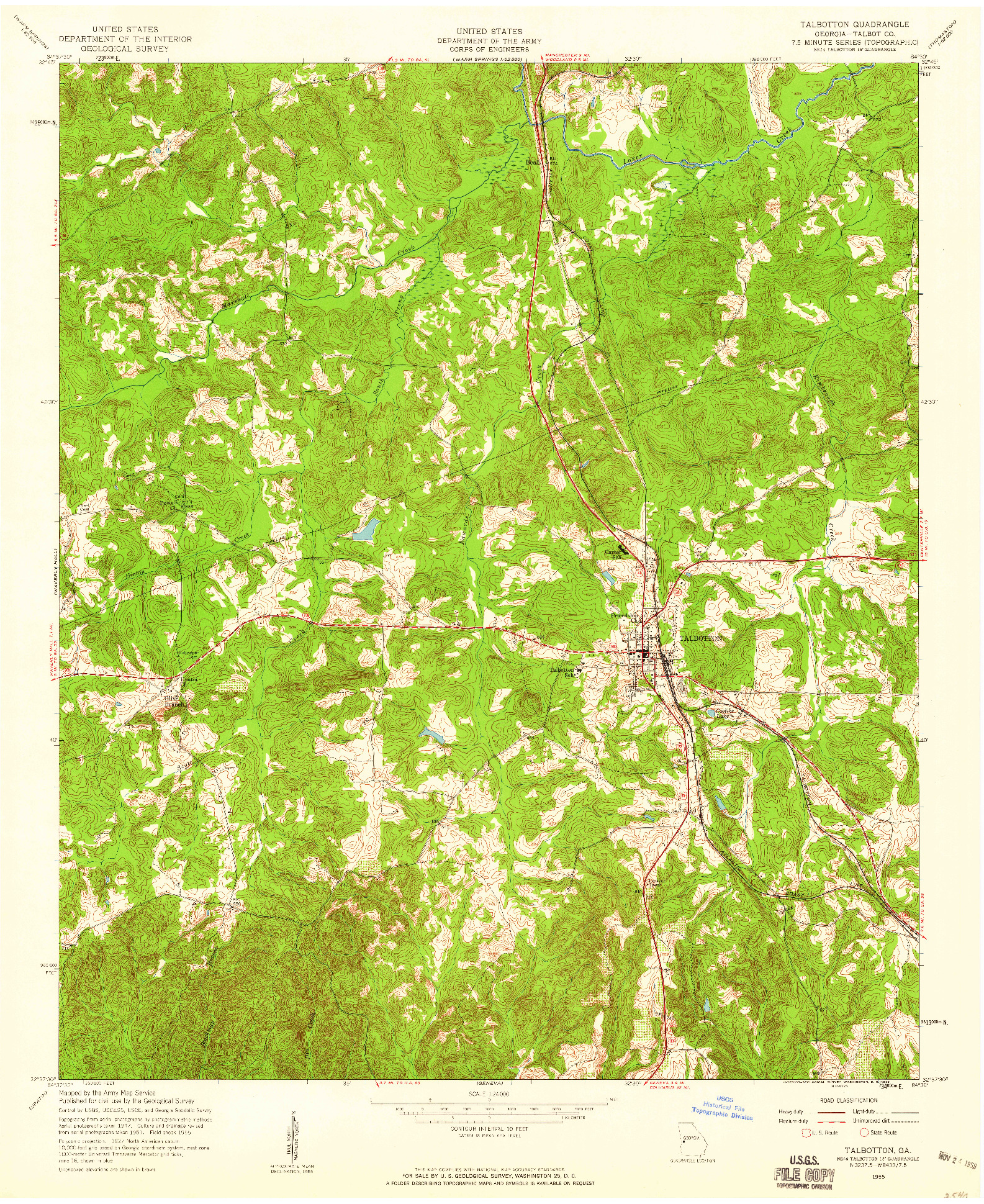 USGS 1:24000-SCALE QUADRANGLE FOR TALBOTTON, GA 1955