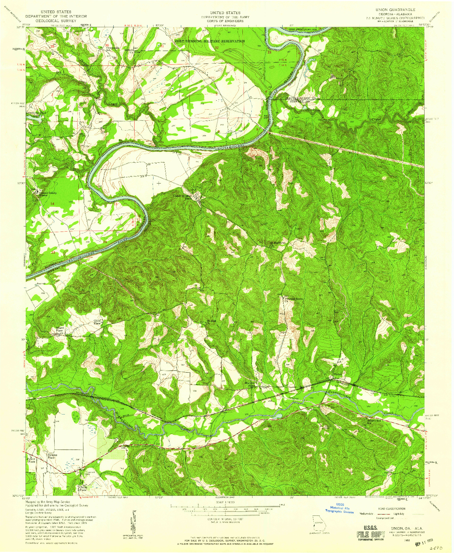 USGS 1:24000-SCALE QUADRANGLE FOR UNION, GA 1955
