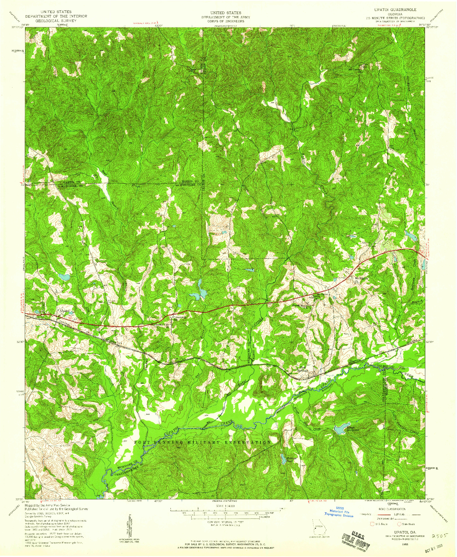 USGS 1:24000-SCALE QUADRANGLE FOR UPATOI, GA 1955