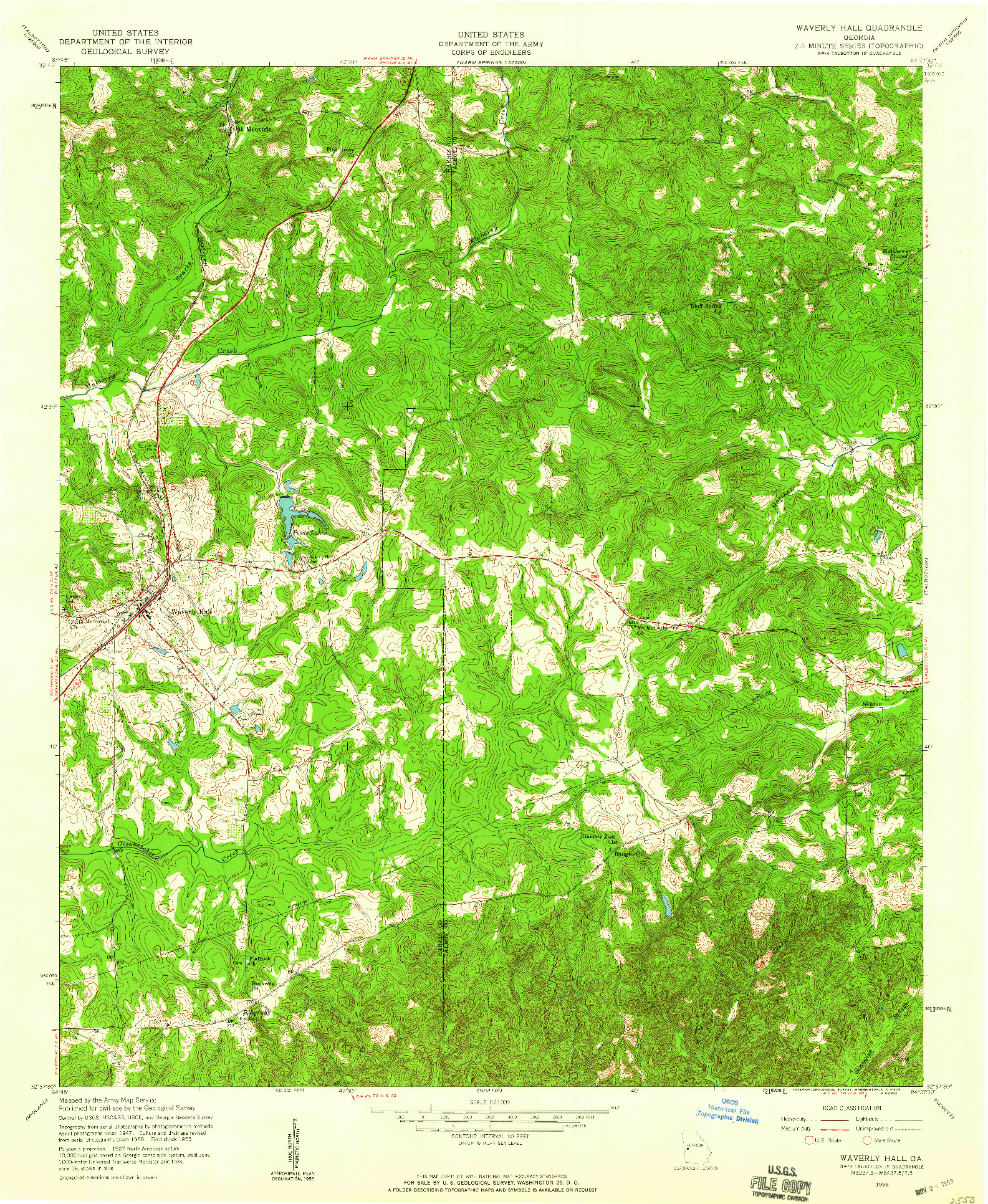 USGS 1:24000-SCALE QUADRANGLE FOR WAVERLY HALL, GA 1955