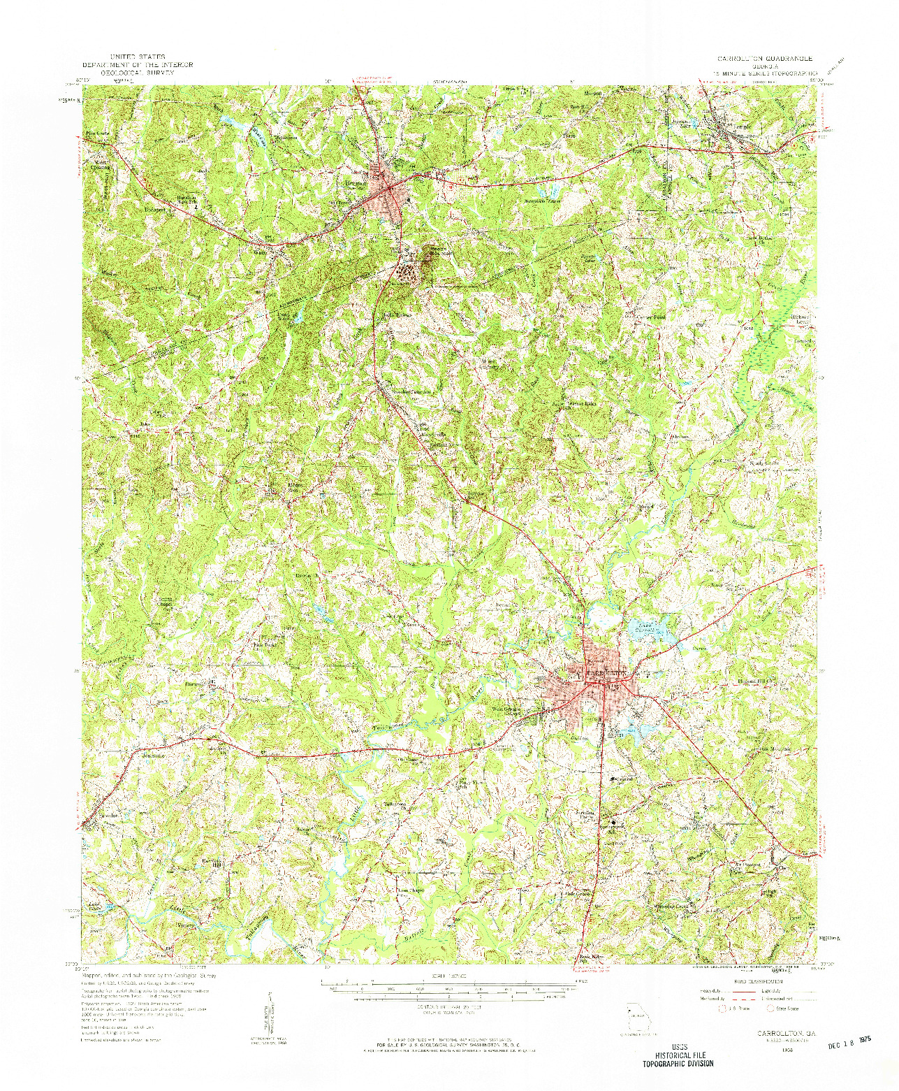 USGS 1:62500-SCALE QUADRANGLE FOR CARROLLTON, GA 1958