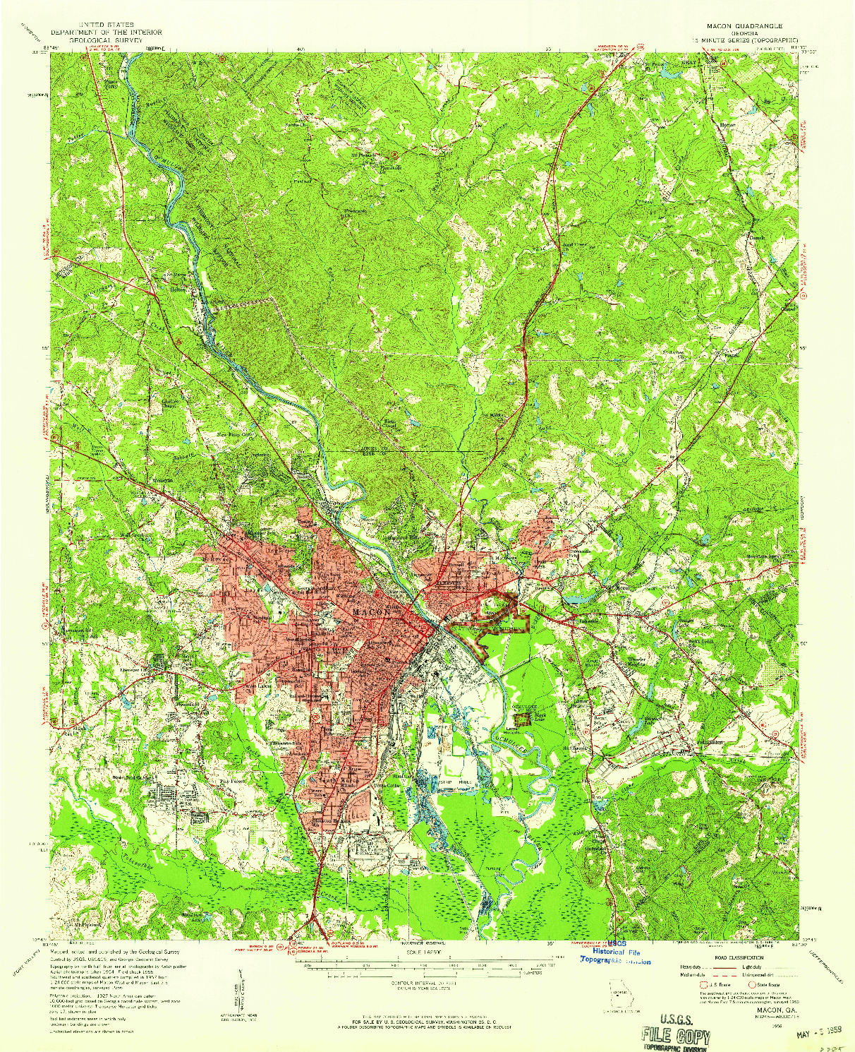 USGS 1:62500-SCALE QUADRANGLE FOR MACON, GA 1956