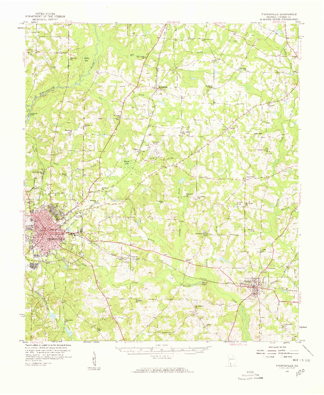 USGS 1:62500-SCALE QUADRANGLE FOR THOMASVILLE, GA 1957