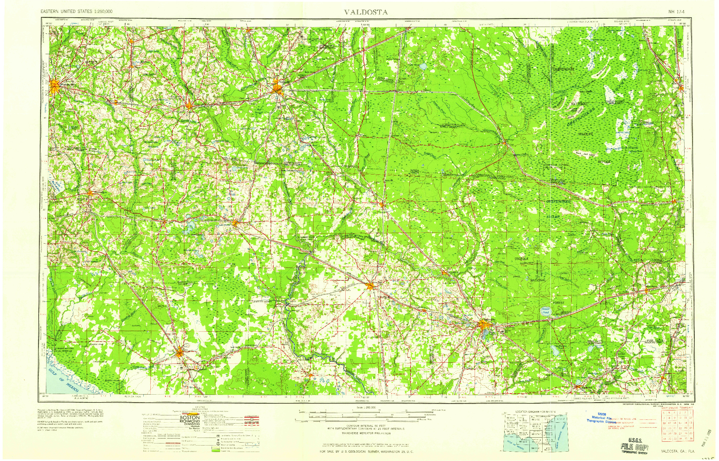 USGS 1:250000-SCALE QUADRANGLE FOR VALDOSTA, GA 1959