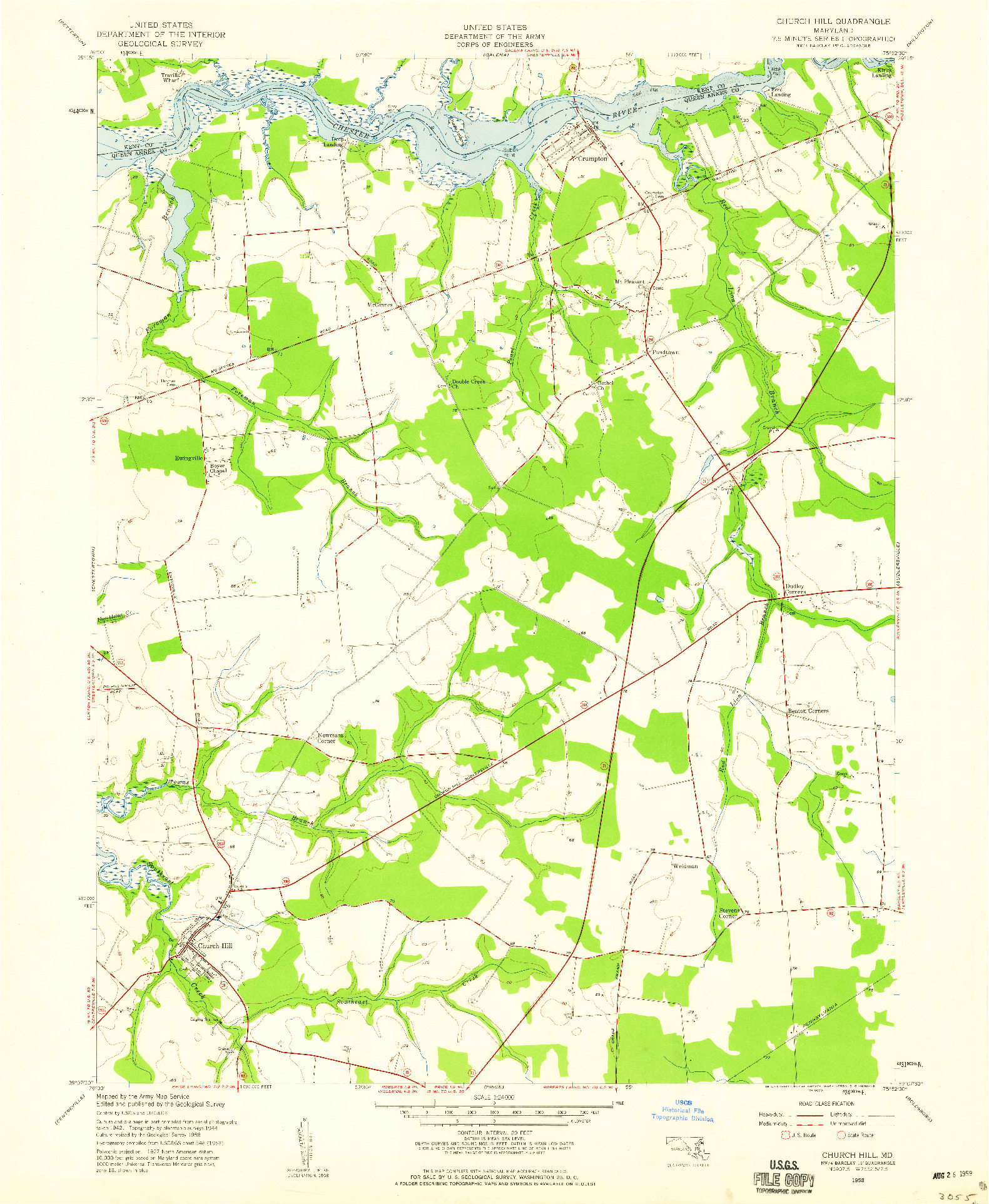 USGS 1:24000-SCALE QUADRANGLE FOR CHURCH HILL, MD 1958