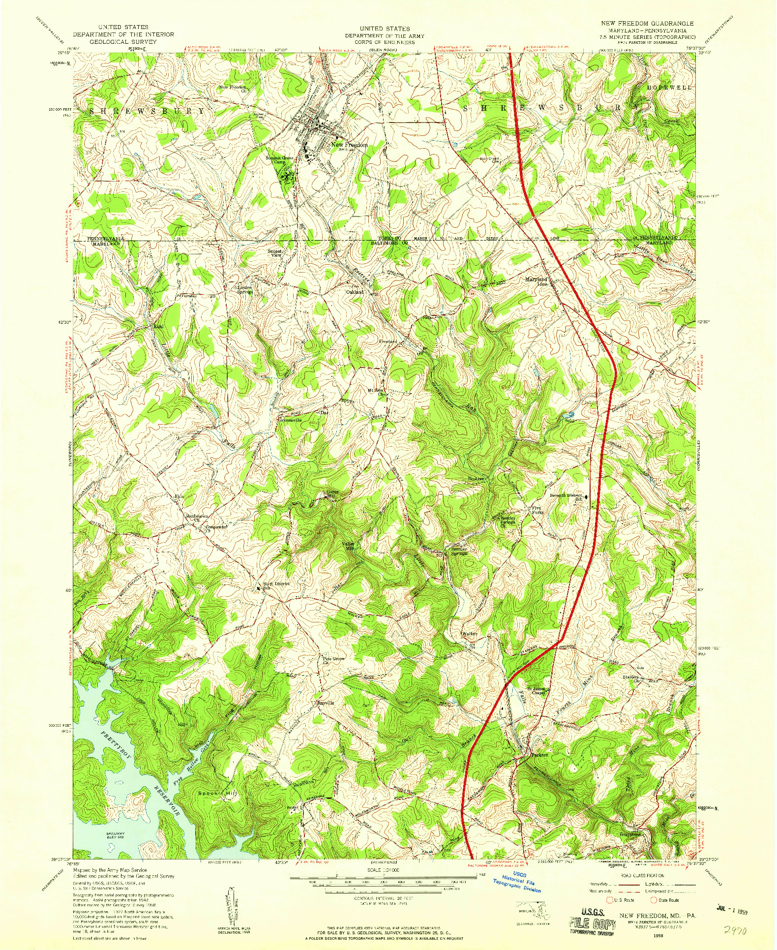 USGS 1:24000-SCALE QUADRANGLE FOR NEW FREEDOM, MD 1958