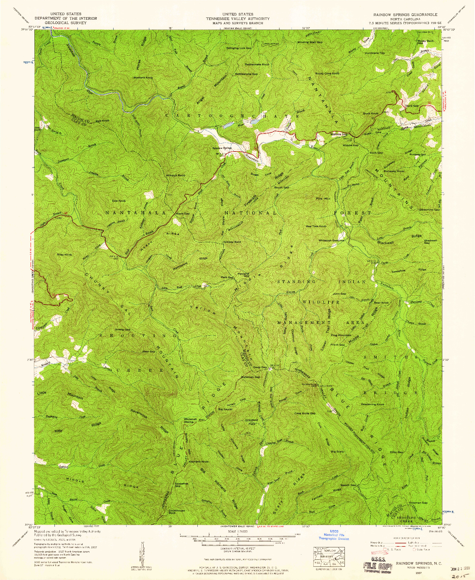 USGS 1:24000-SCALE QUADRANGLE FOR RAINBOW SPRINGS, NC 1957