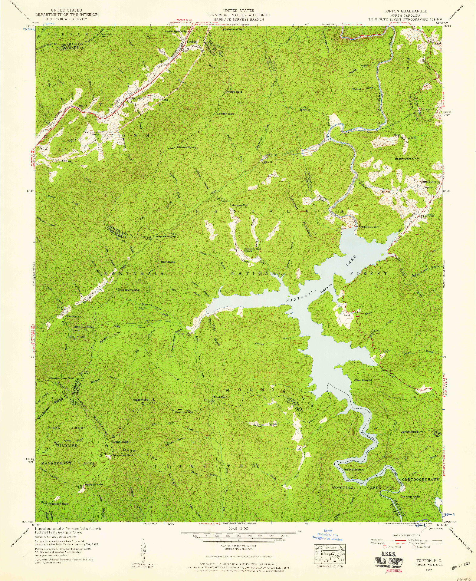 USGS 1:24000-SCALE QUADRANGLE FOR TOPTON, NC 1957