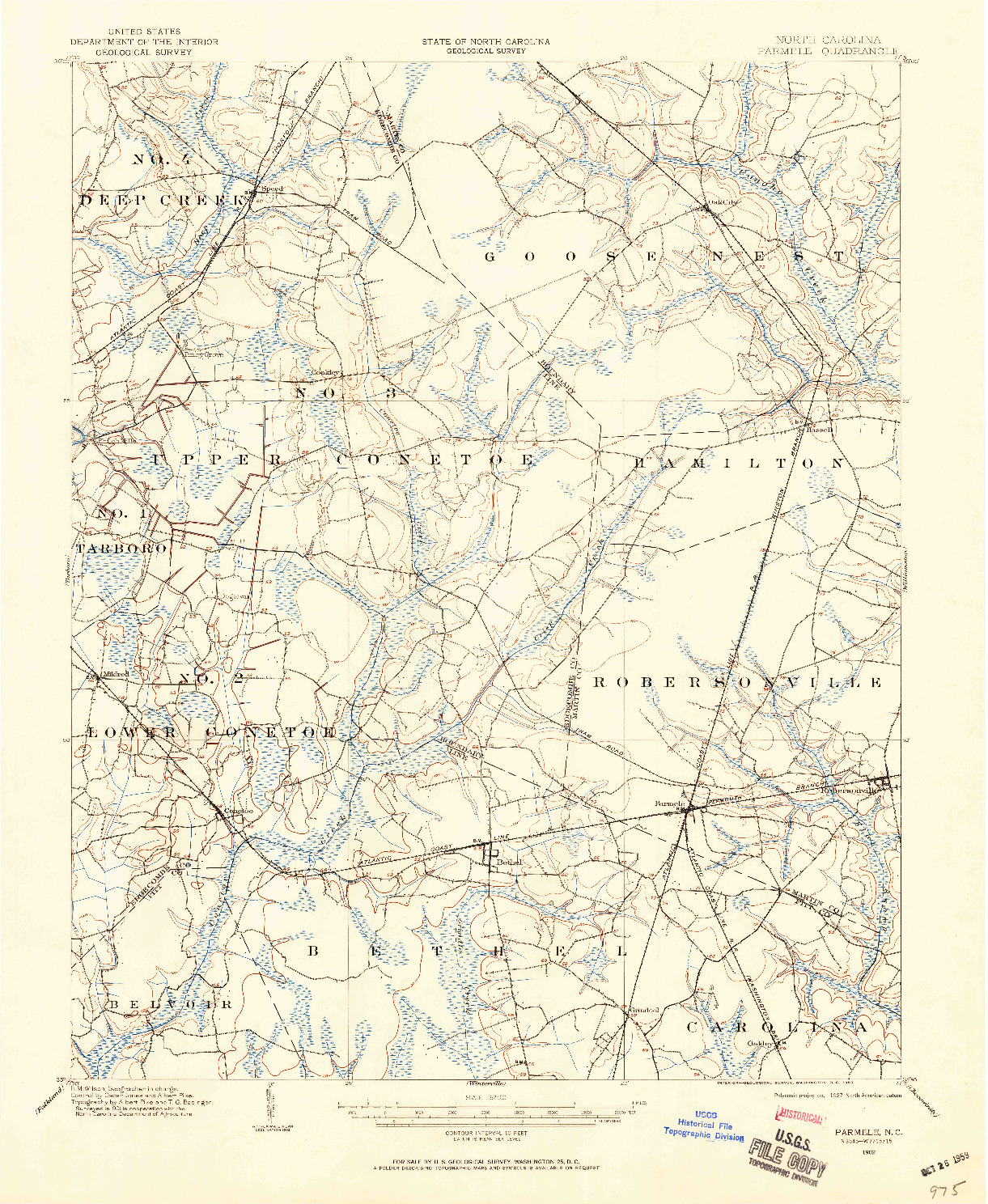 USGS 1:62500-SCALE QUADRANGLE FOR PARMELE, NC 1902