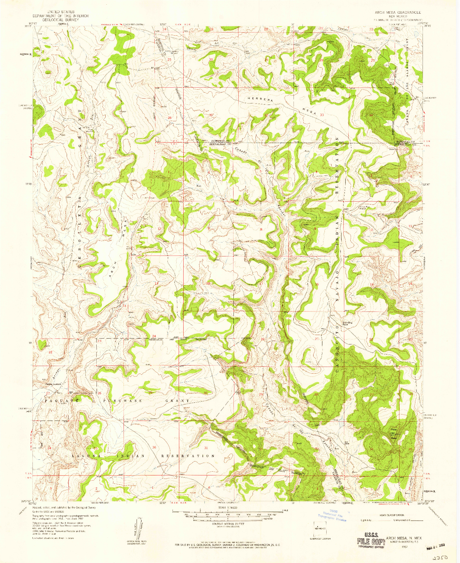 USGS 1:24000-SCALE QUADRANGLE FOR ARCH MESA, NM 1957