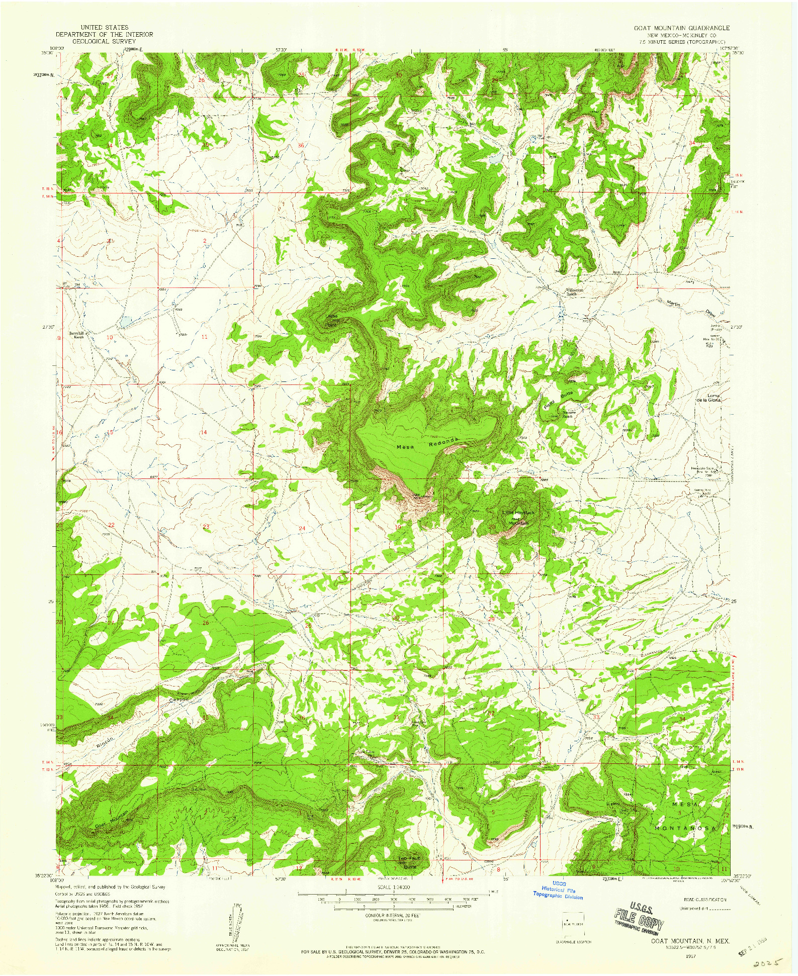 USGS 1:24000-SCALE QUADRANGLE FOR GOAT MOUNTAIN, NM 1957