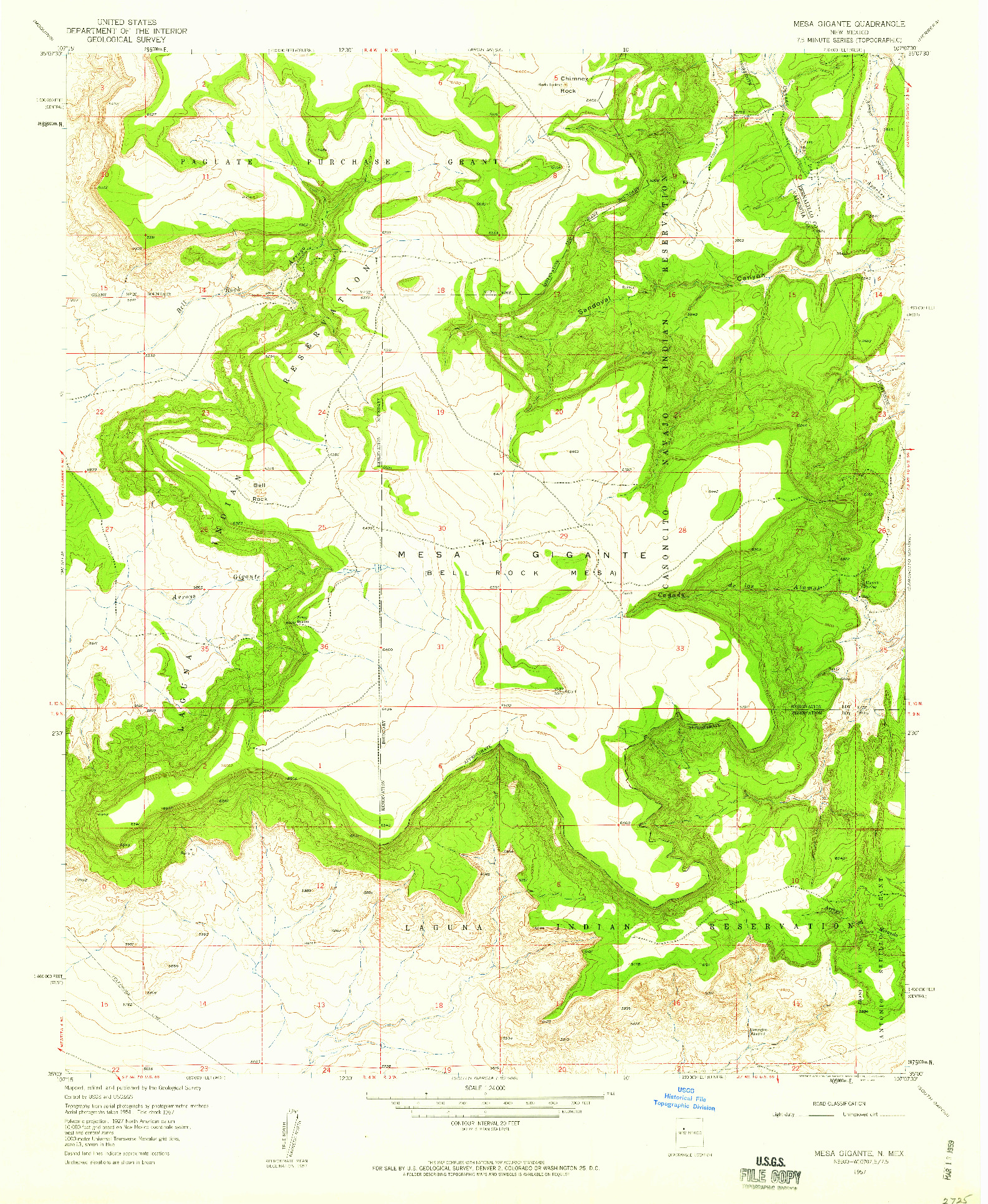 USGS 1:24000-SCALE QUADRANGLE FOR MESA GIGANTE, NM 1957