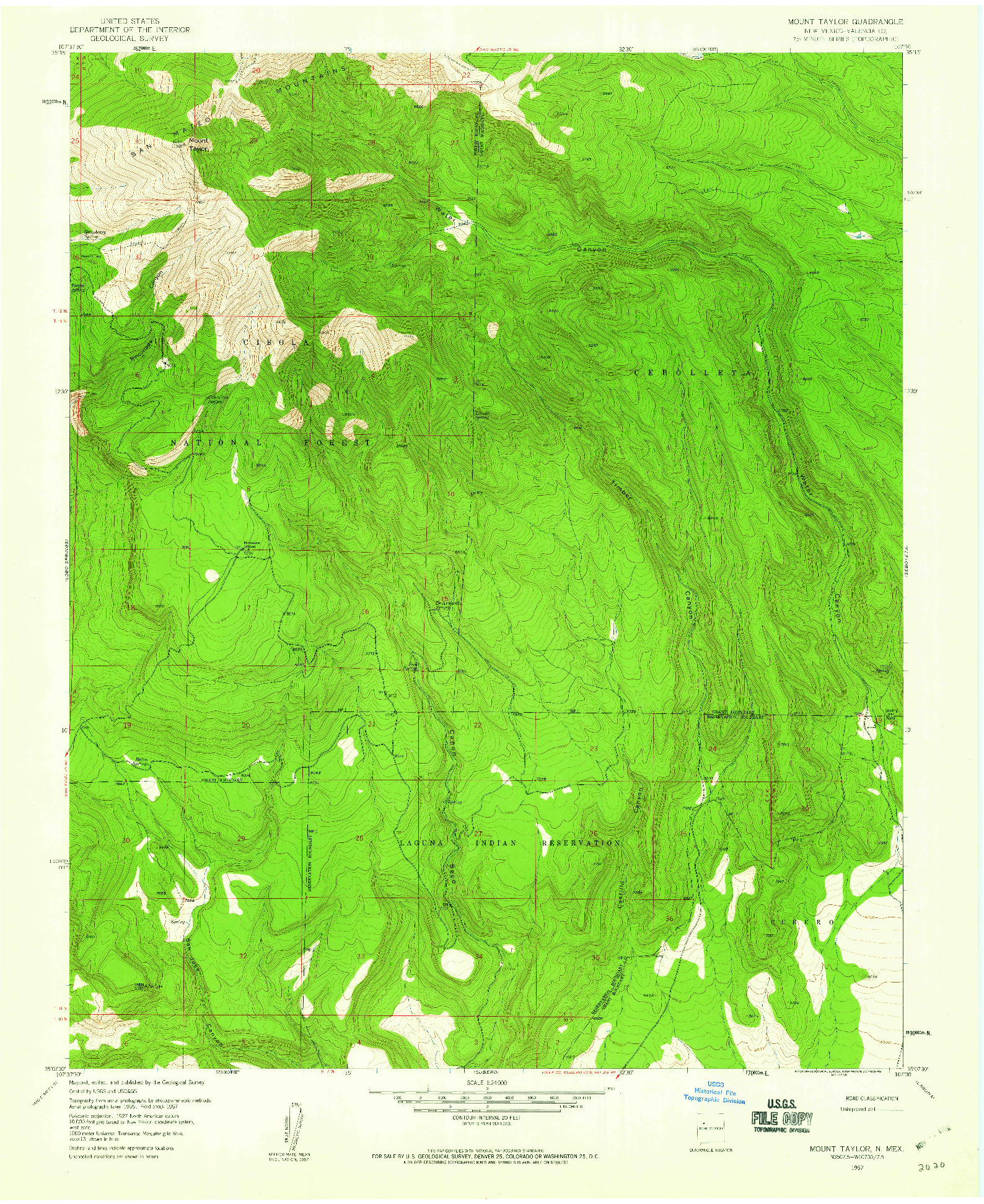 USGS 1:24000-SCALE QUADRANGLE FOR MOUNT TAYLOR, NM 1957