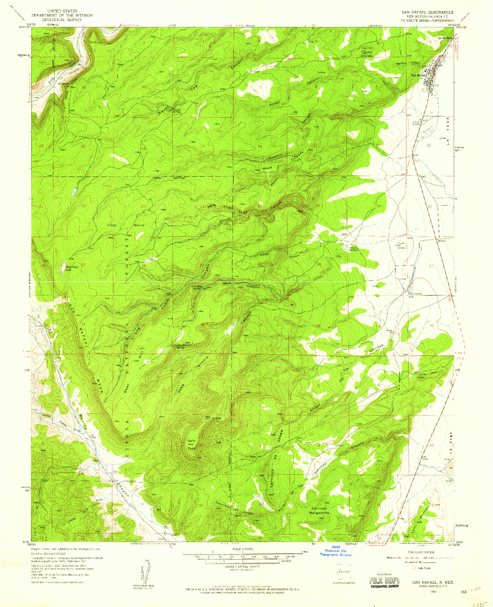 USGS 1:24000-SCALE QUADRANGLE FOR SAN RAFAEL, NM 1957