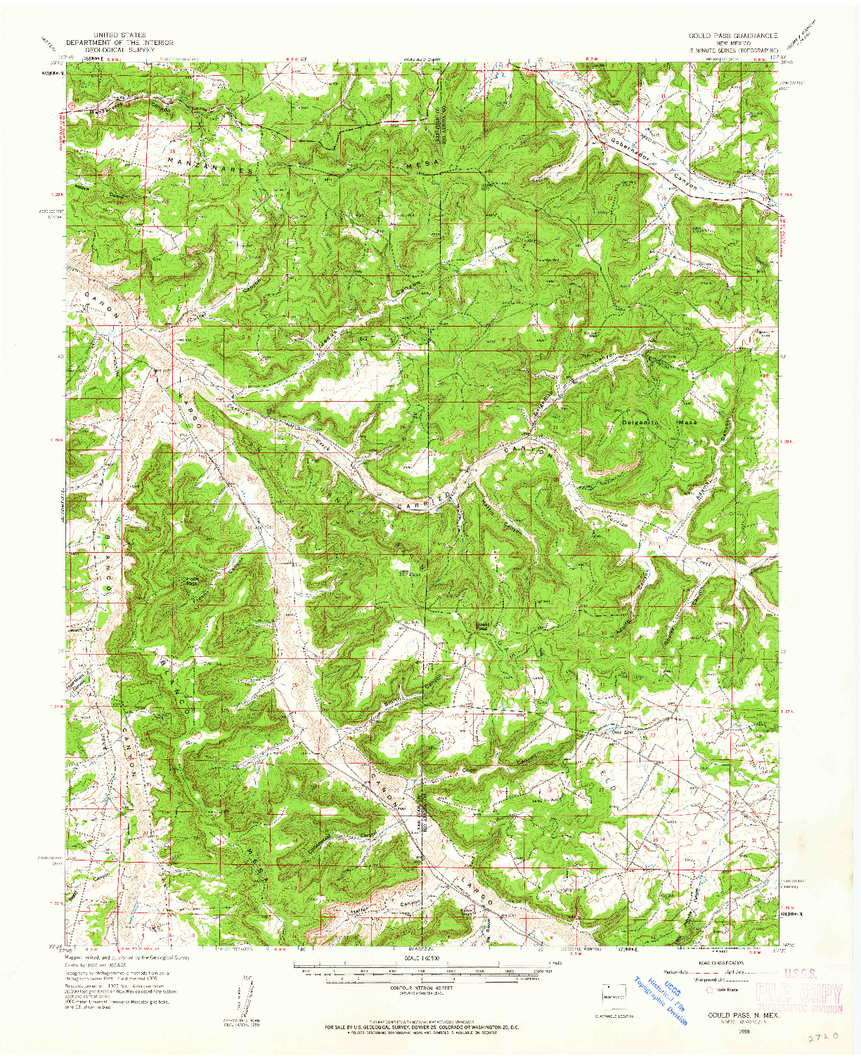 USGS 1:62500-SCALE QUADRANGLE FOR GOULD PASS, NM 1959