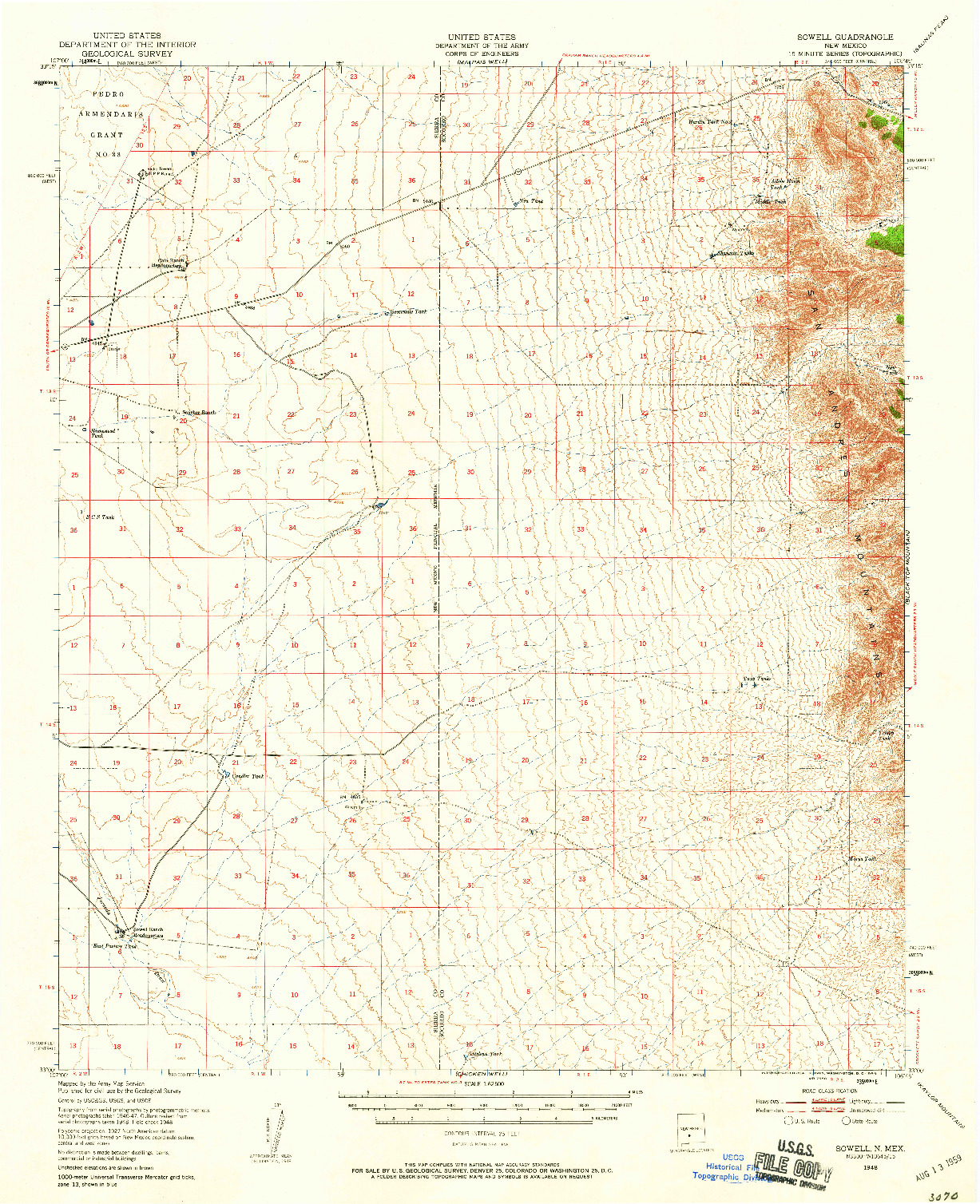 USGS 1:62500-SCALE QUADRANGLE FOR SOWELL, NM 1948