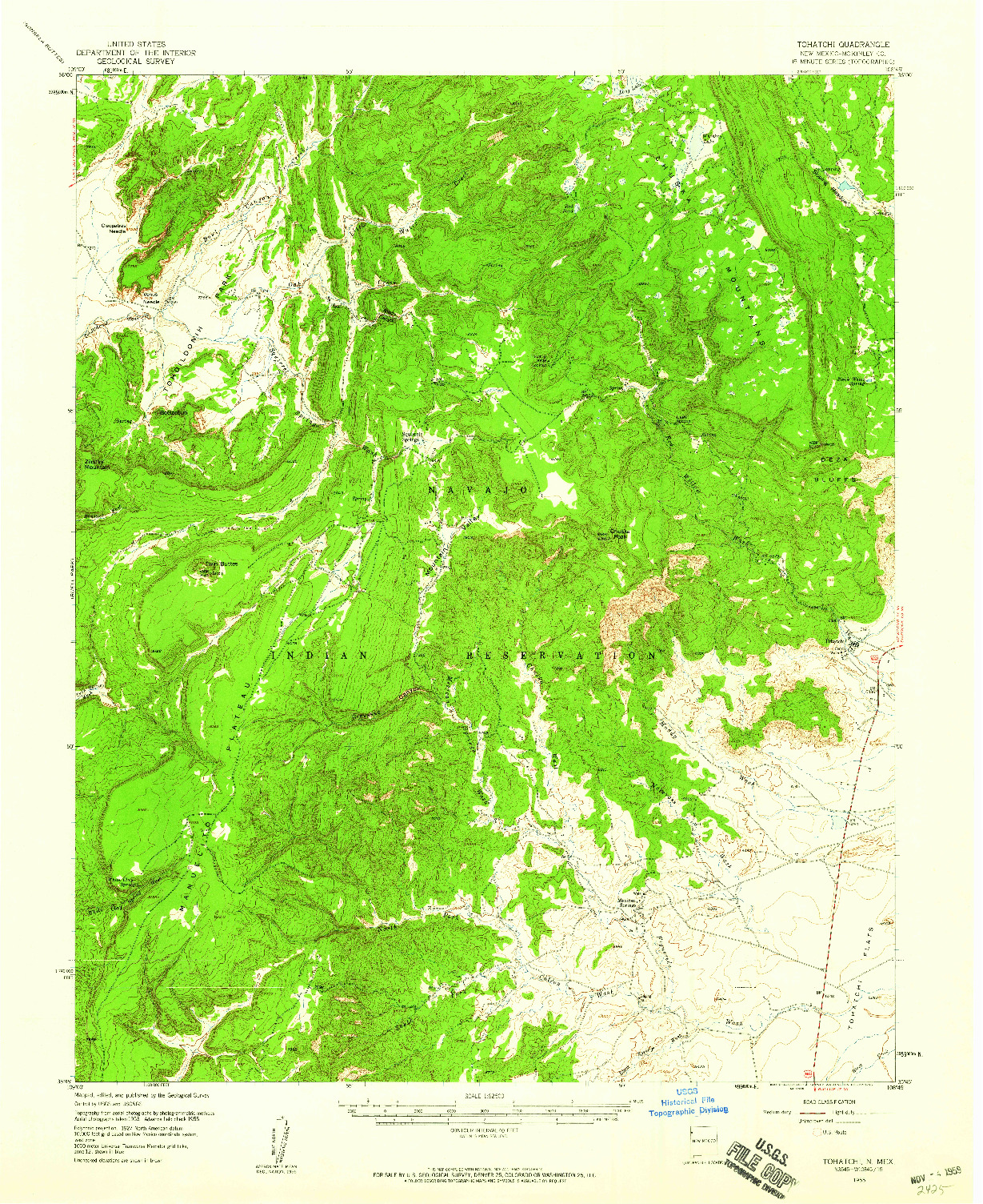 USGS 1:62500-SCALE QUADRANGLE FOR TOHATCHI, NM 1955