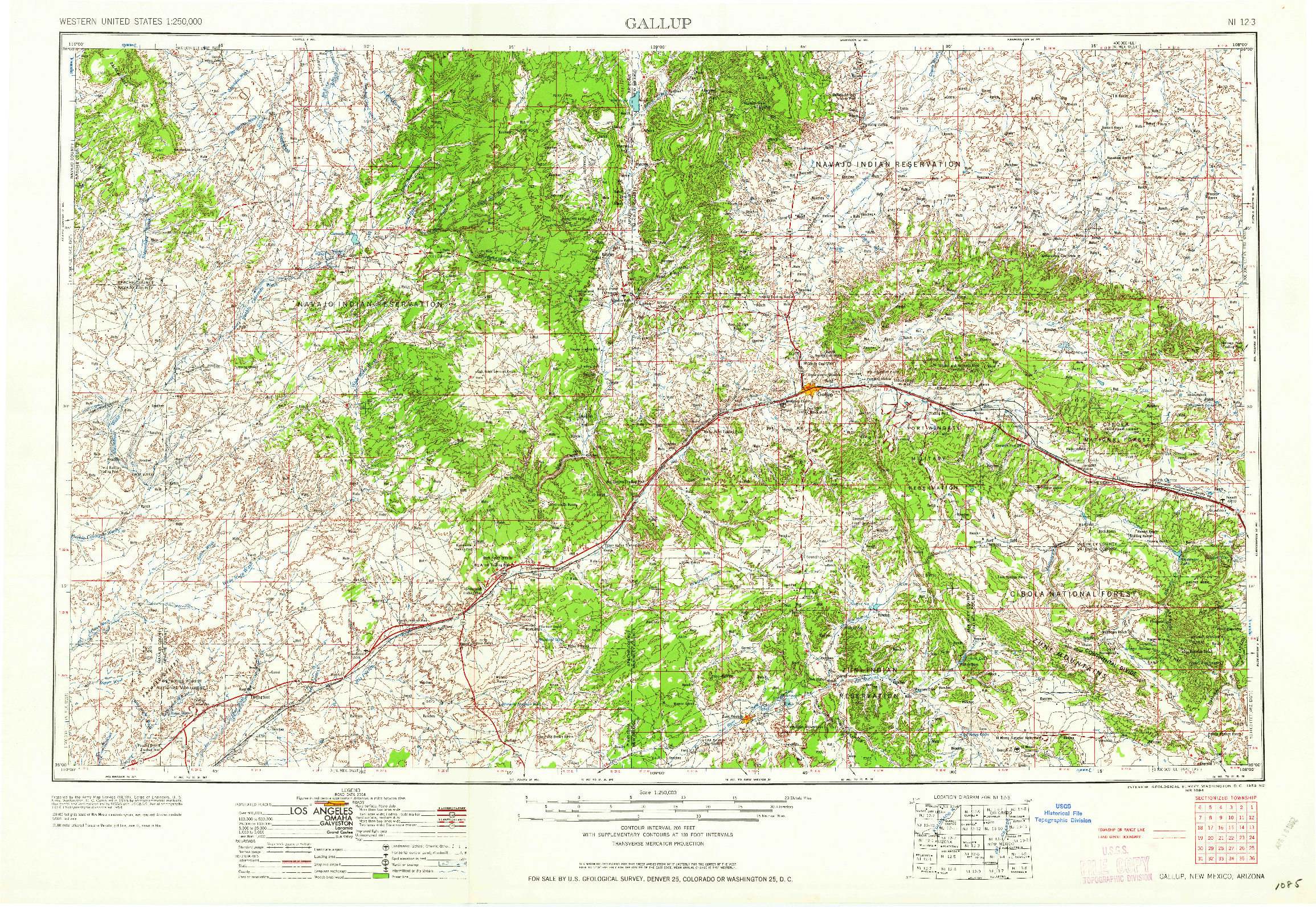 USGS 1:250000-SCALE QUADRANGLE FOR GALLUP, NM 1959