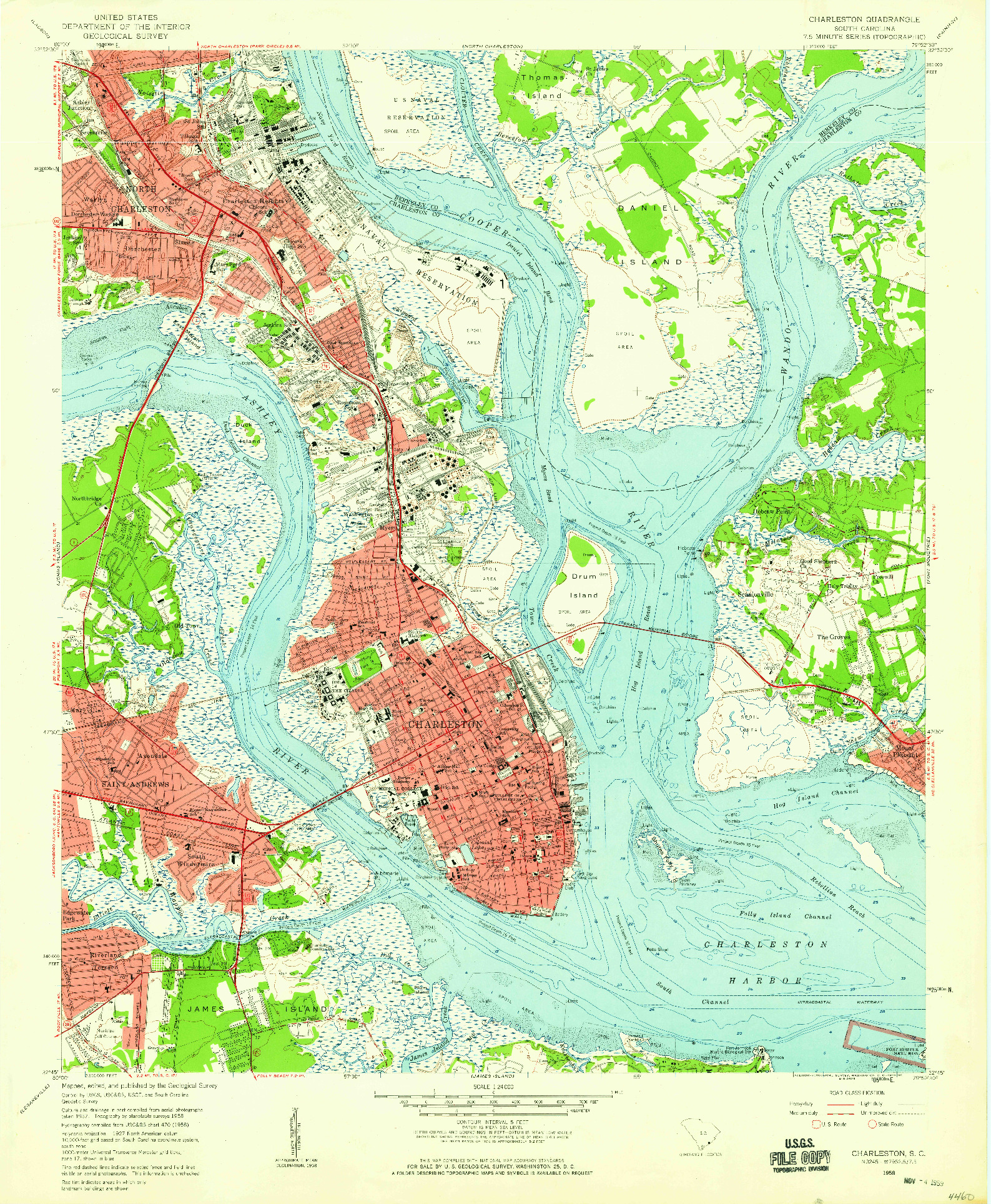 USGS 1:24000-SCALE QUADRANGLE FOR CHARLESTON, SC 1958