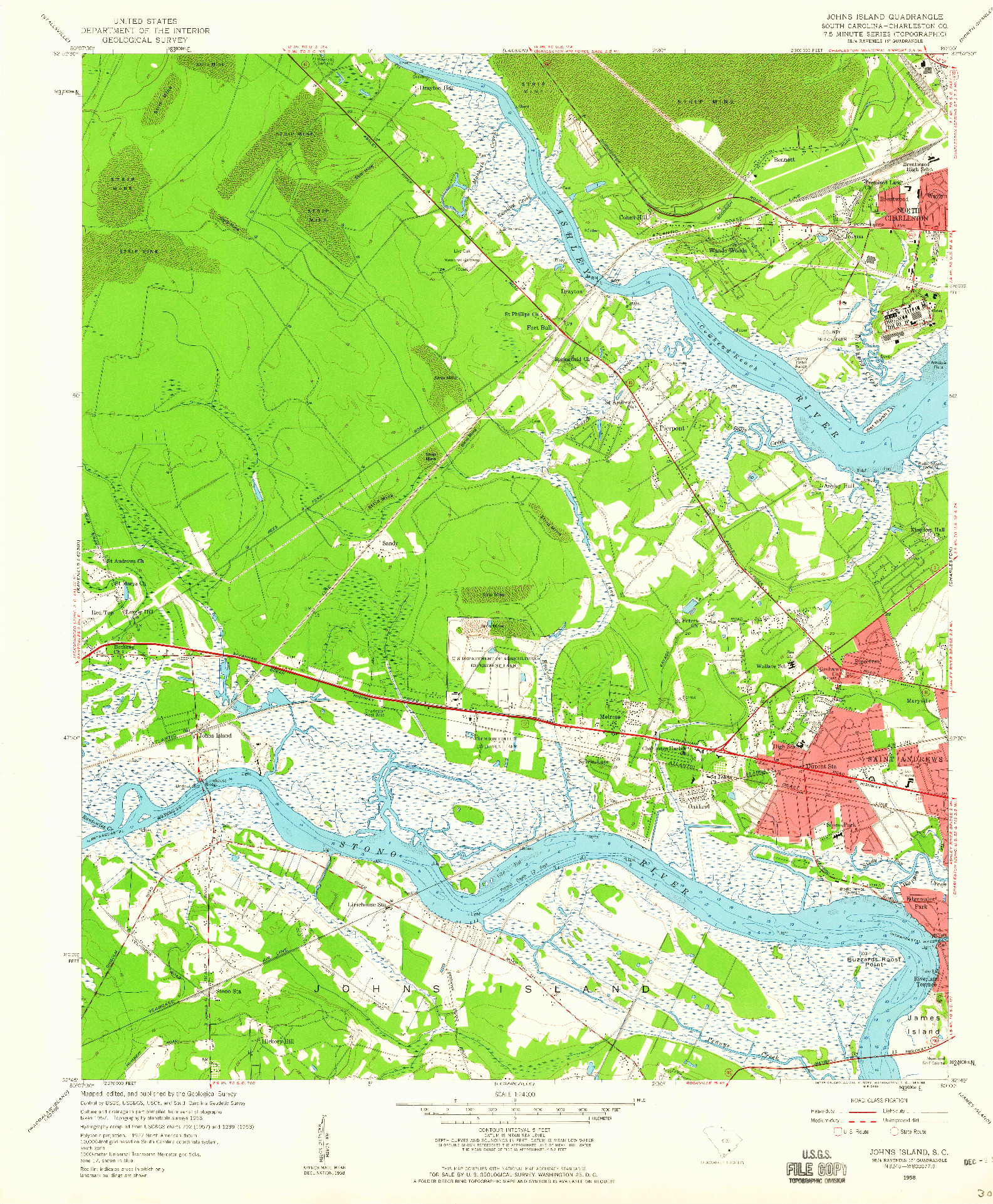 USGS 1:24000-SCALE QUADRANGLE FOR JOHNS ISLAND, SC 1958