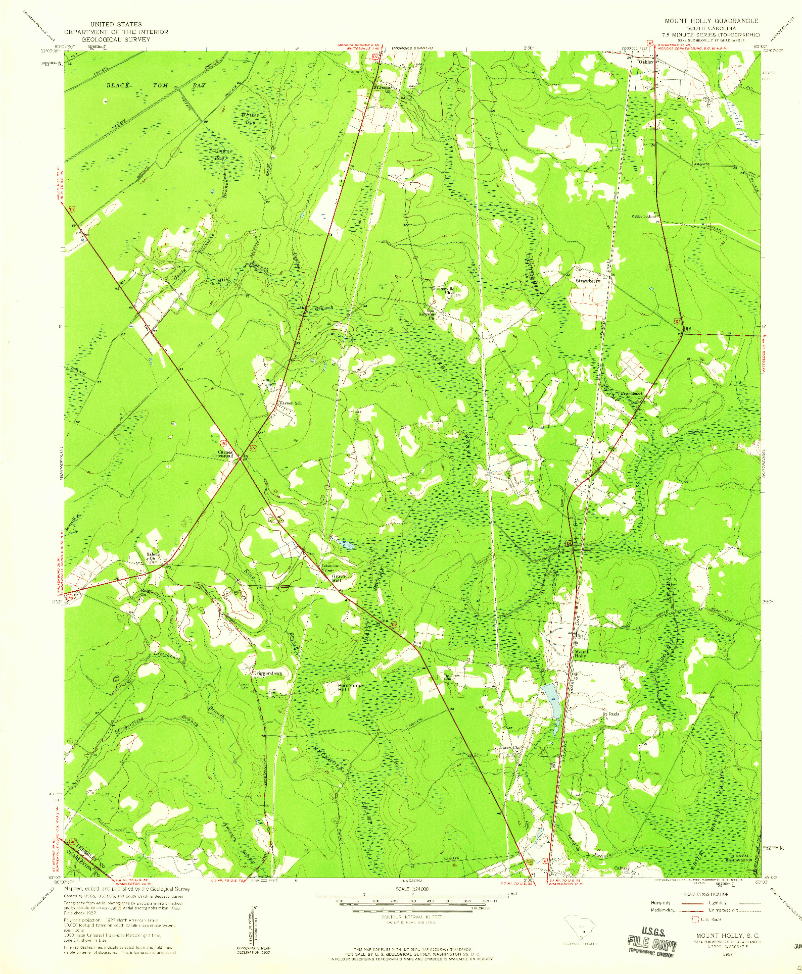 USGS 1:24000-SCALE QUADRANGLE FOR MOUNT HOLLY, SC 1957