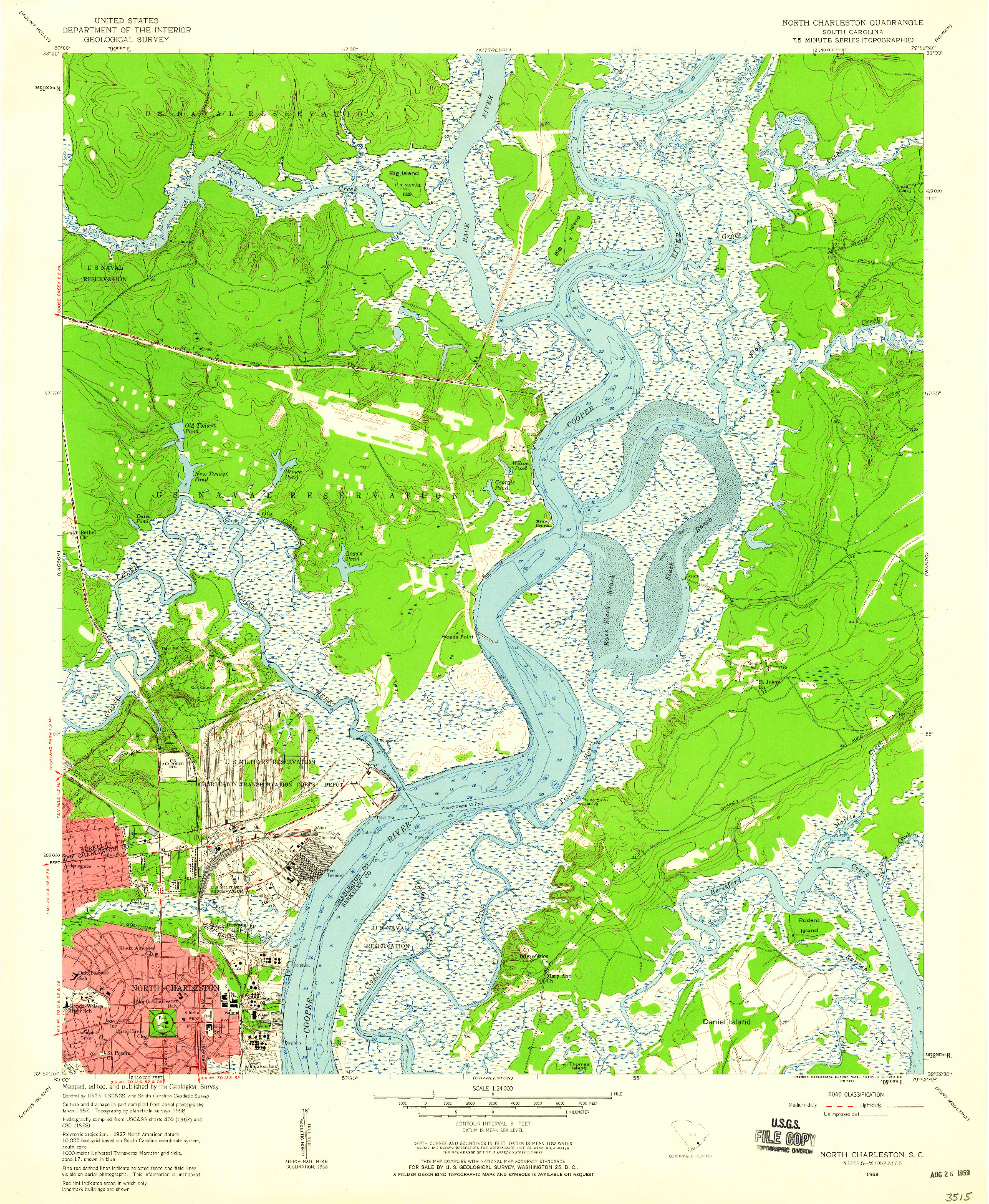 USGS 1:24000-SCALE QUADRANGLE FOR NORTH CHARLESTON, SC 1958