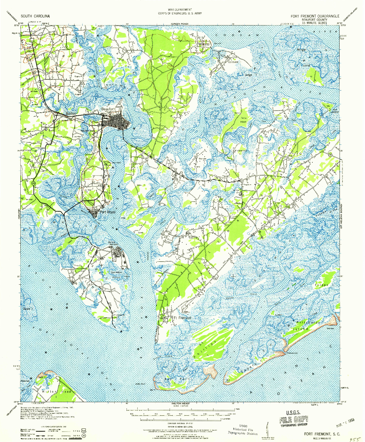 USGS 1:62500-SCALE QUADRANGLE FOR FORT FREMONT, SC 1959