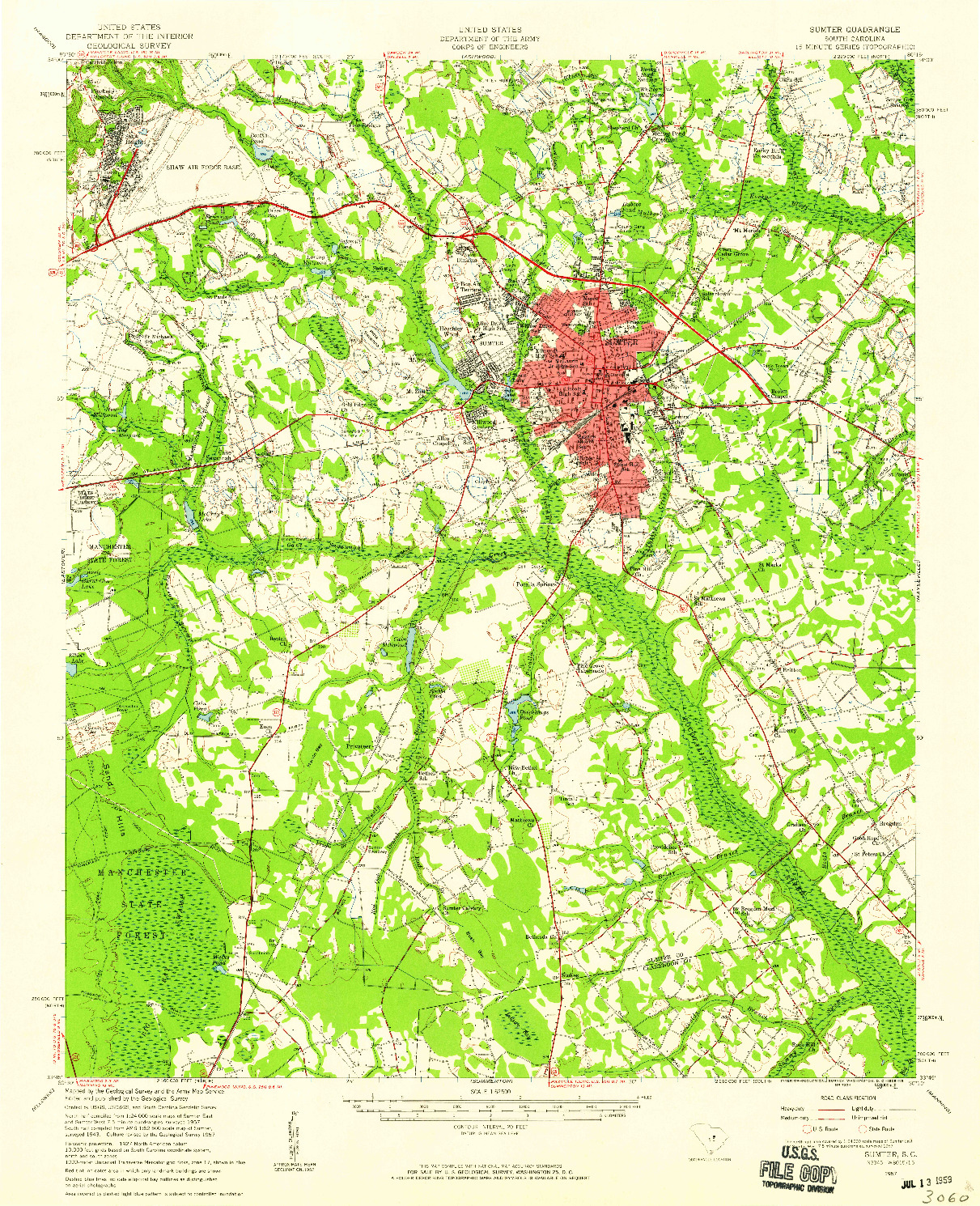 USGS 1:62500-SCALE QUADRANGLE FOR SUMTER, SC 1957