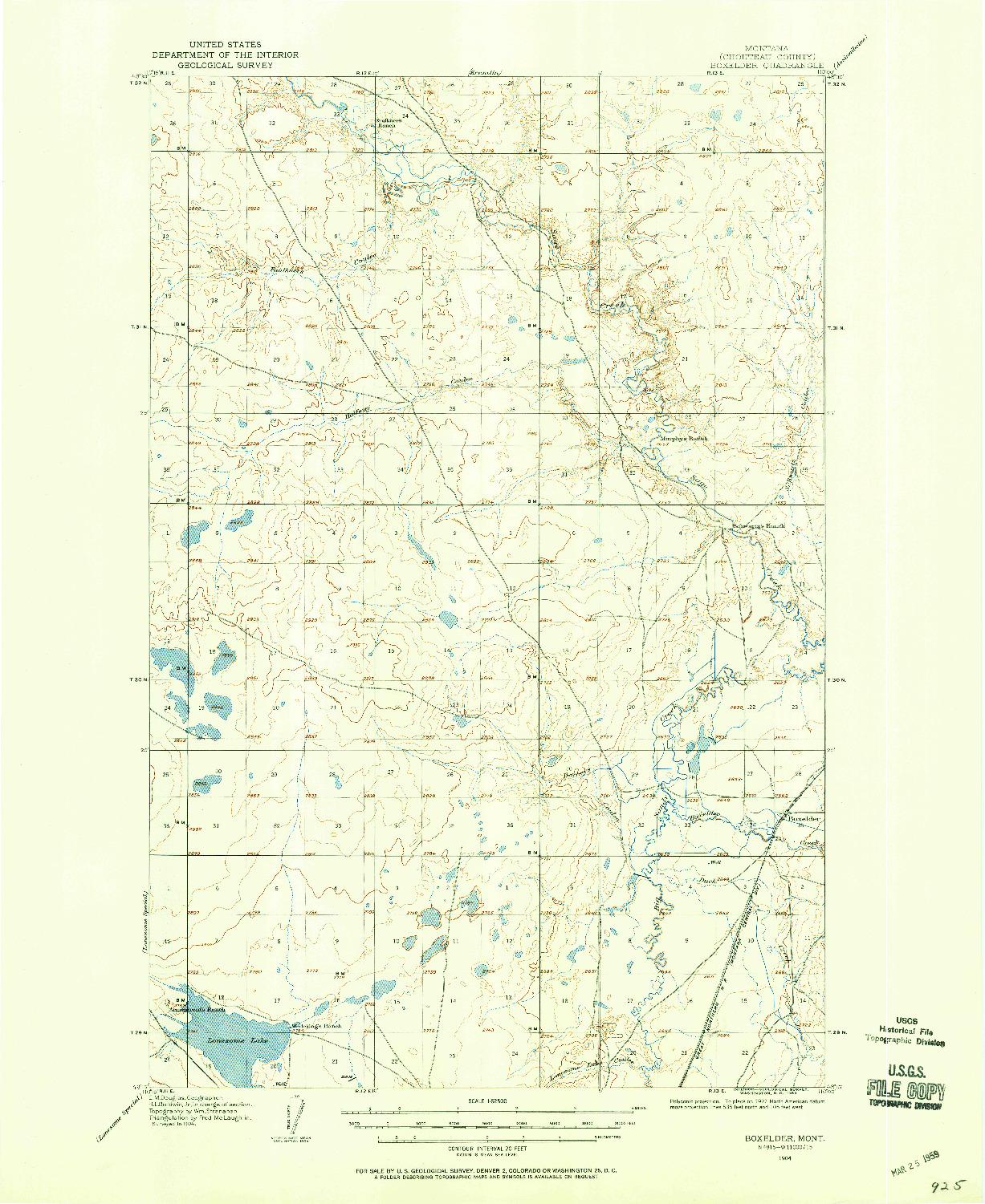 USGS 1:62500-SCALE QUADRANGLE FOR BOXELDER, MT 1904