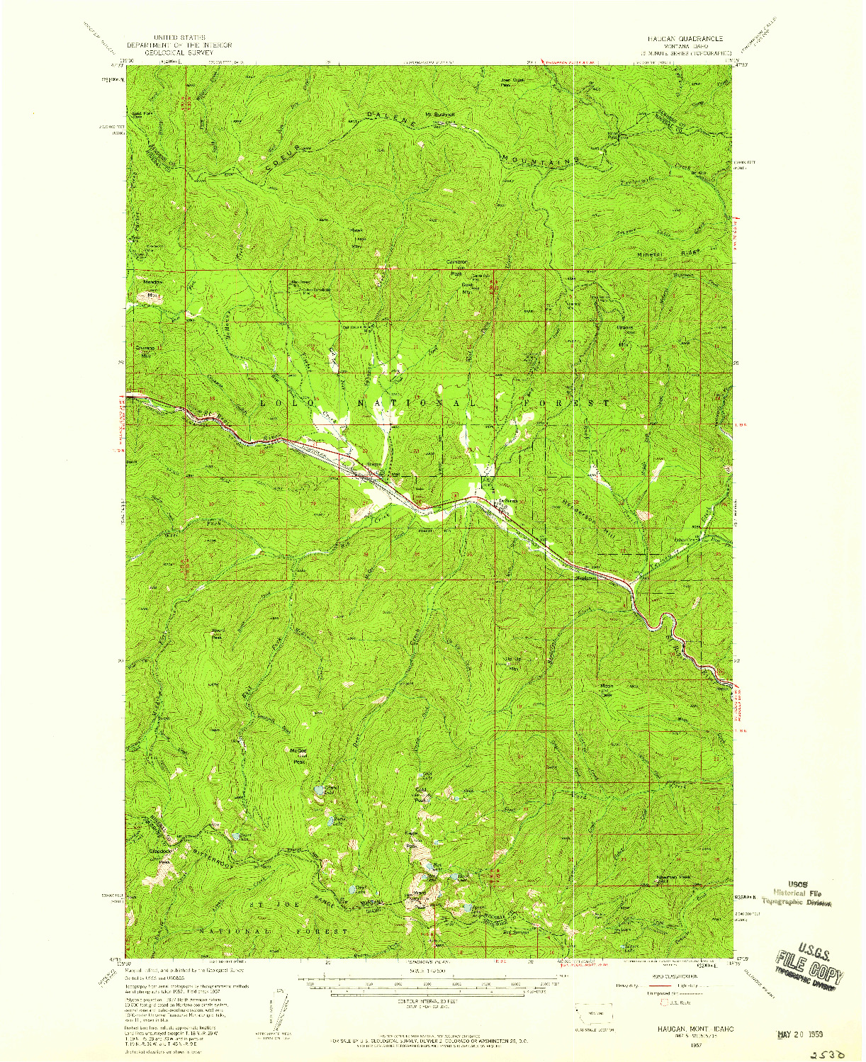 USGS 1:62500-SCALE QUADRANGLE FOR HAUGAN, MT 1957