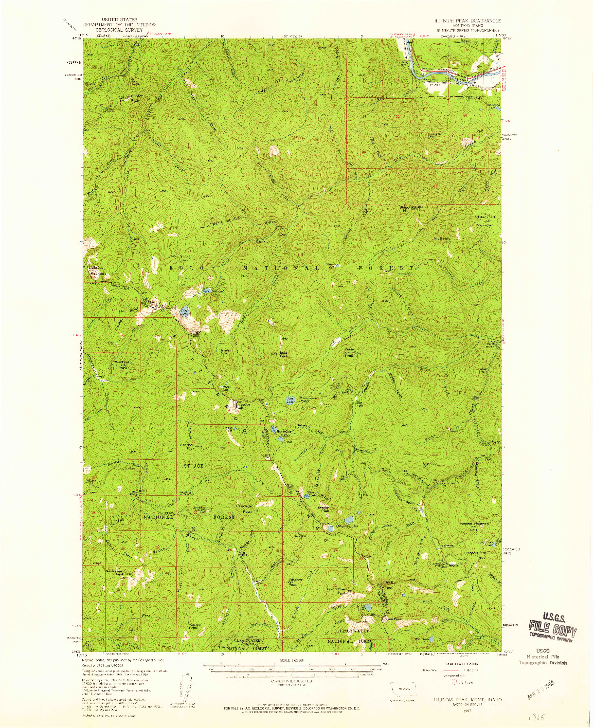 USGS 1:62500-SCALE QUADRANGLE FOR ILLNOIS PEAK, MT 1957