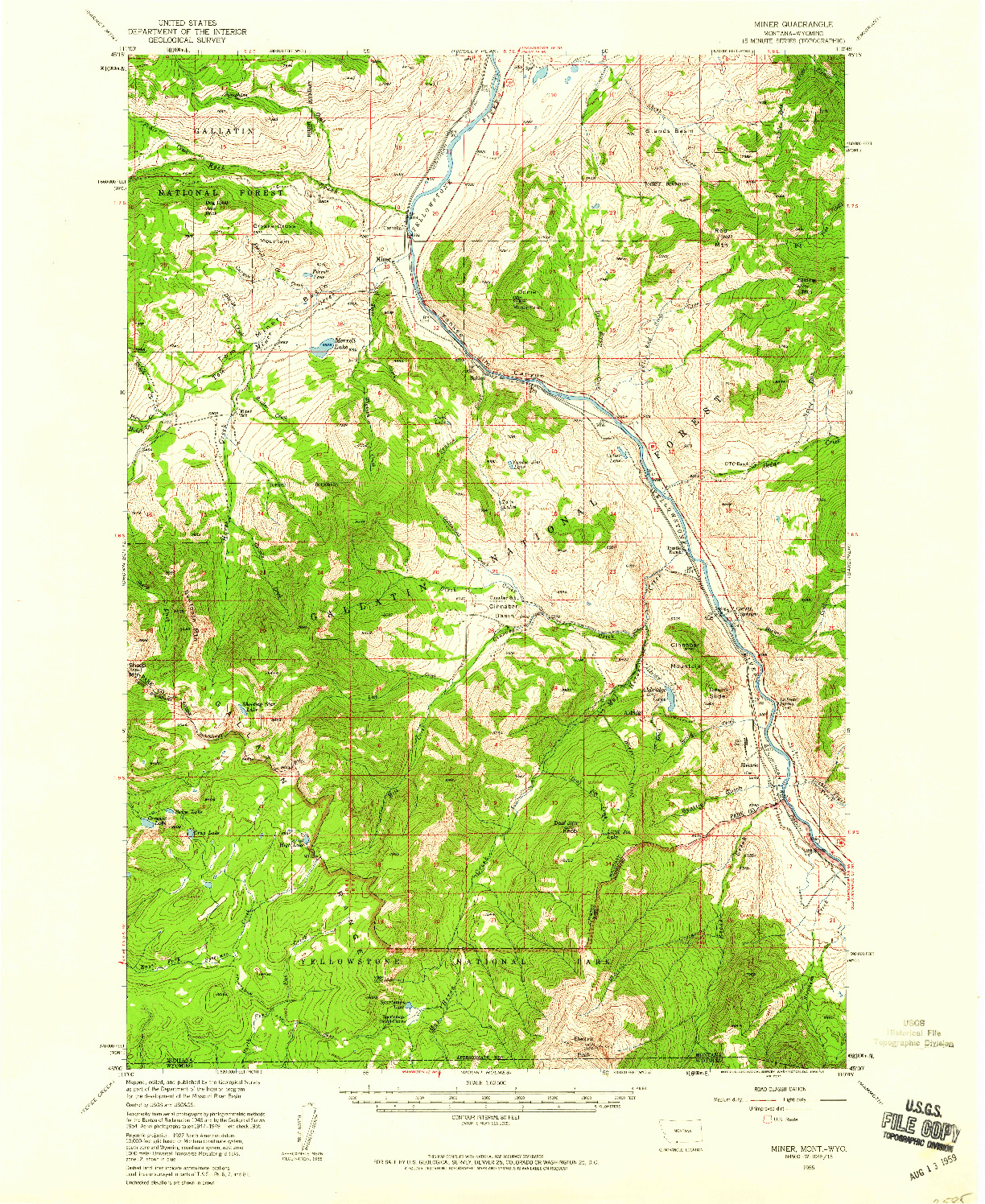 USGS 1:62500-SCALE QUADRANGLE FOR MINER, MT 1955
