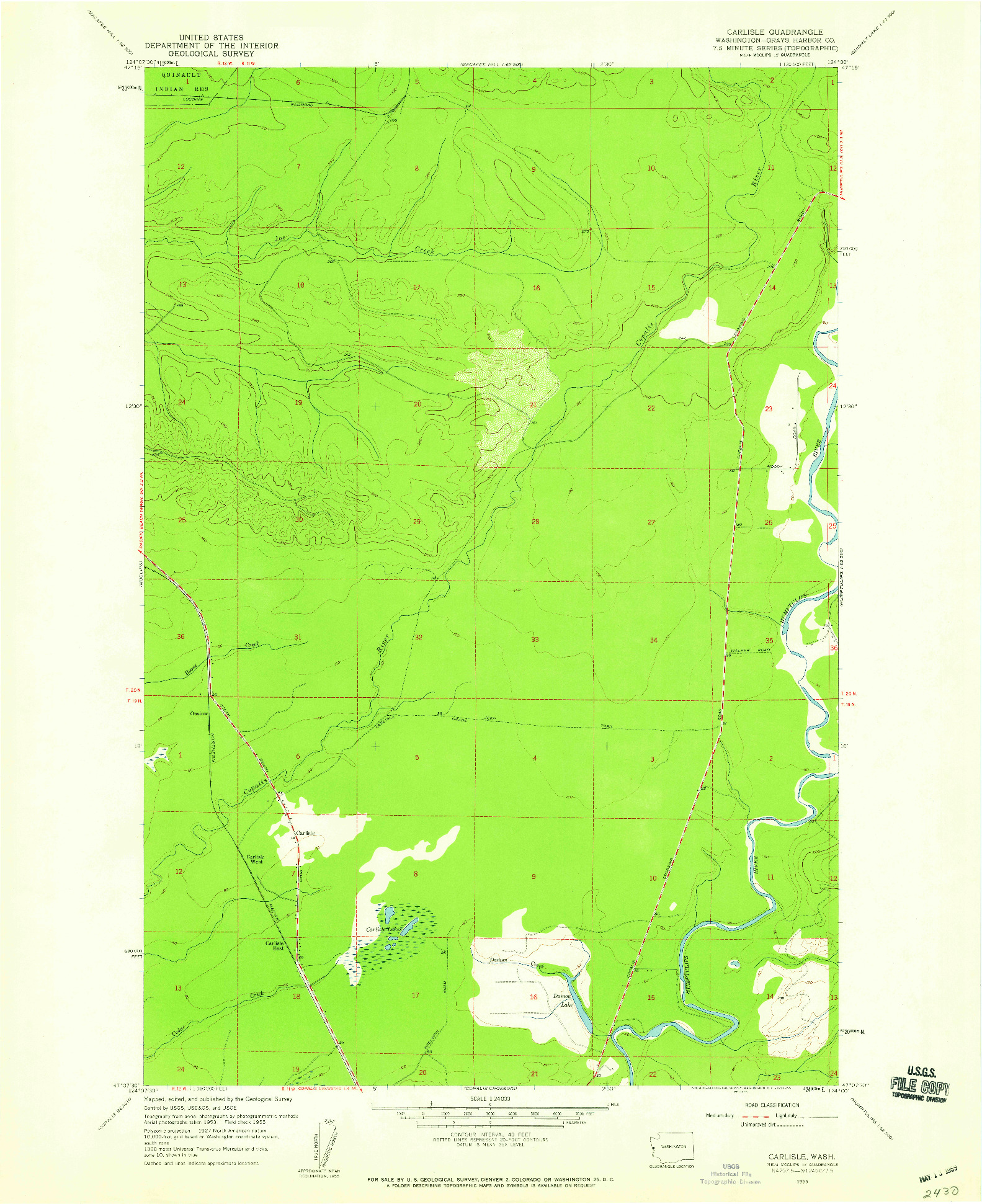 USGS 1:24000-SCALE QUADRANGLE FOR CARLISLE, WA 1955