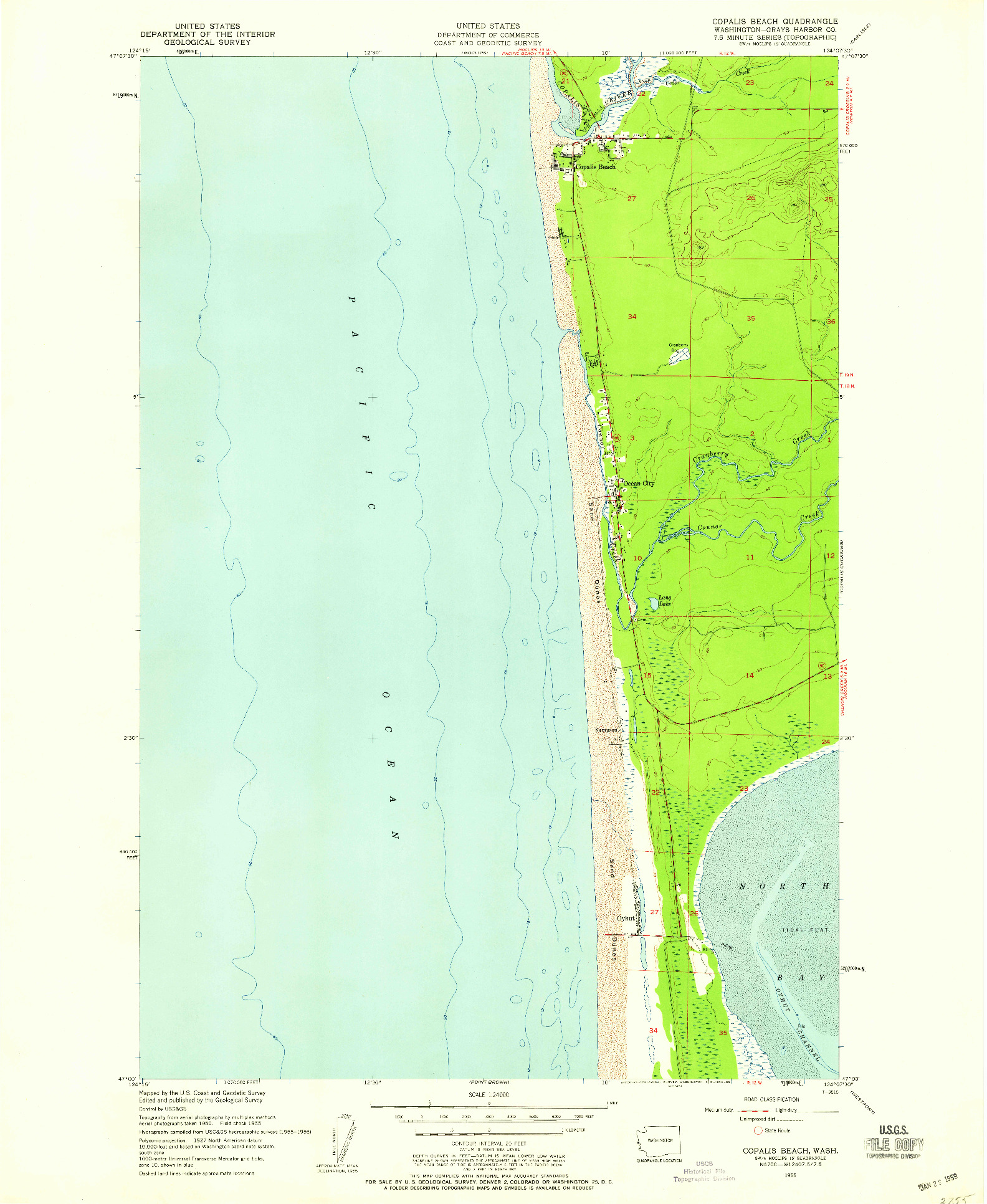 USGS 1:24000-SCALE QUADRANGLE FOR COPALIS BEACH, WA 1955