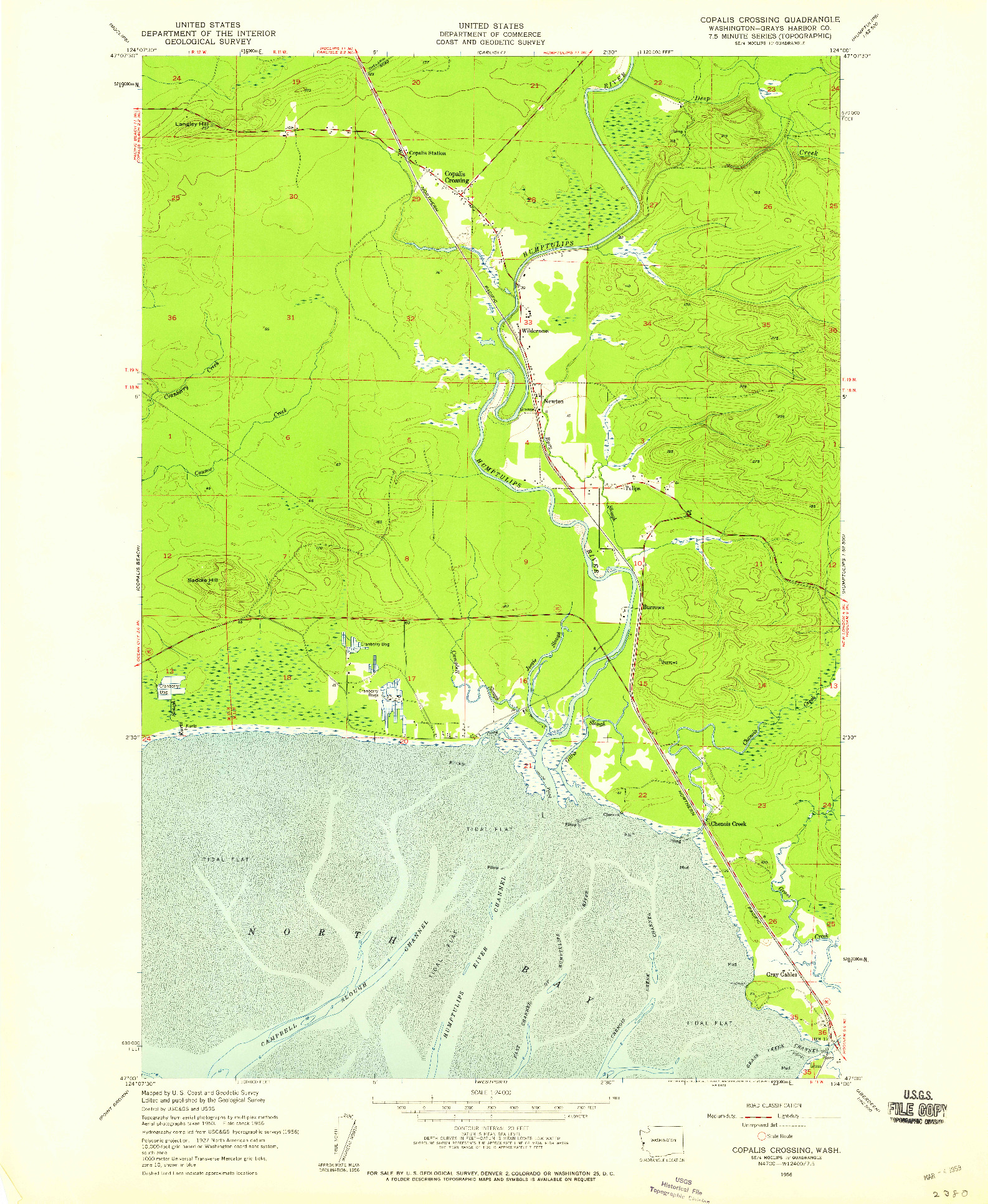 USGS 1:24000-SCALE QUADRANGLE FOR COPALIS CROSSING, WA 1956
