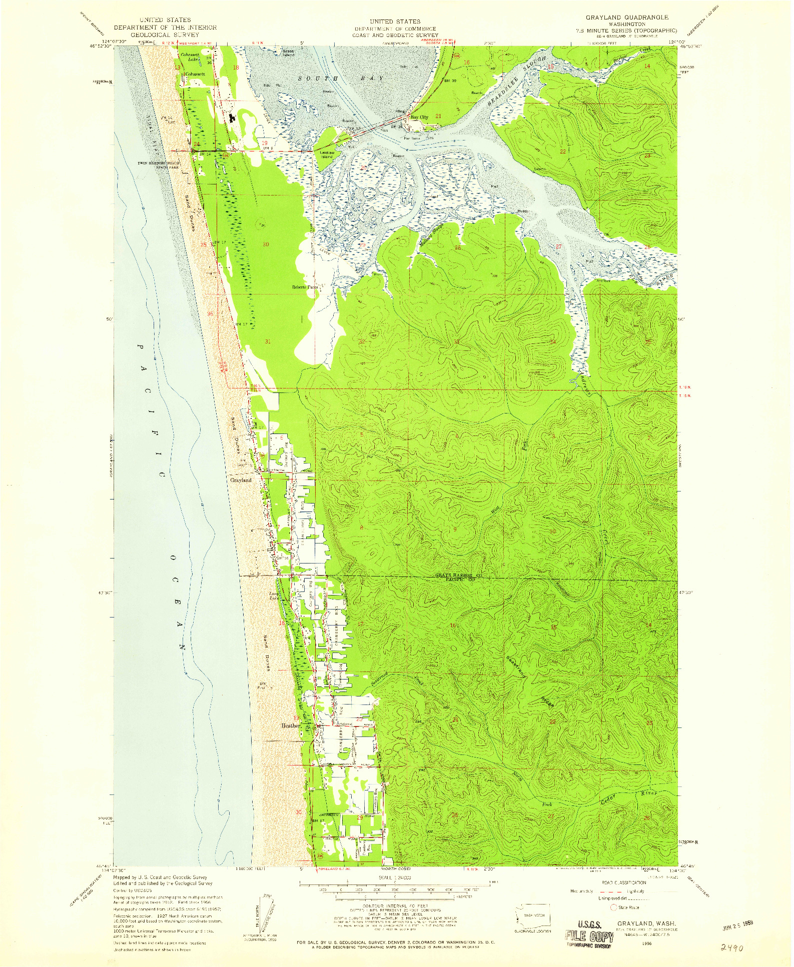 USGS 1:24000-SCALE QUADRANGLE FOR GRAYLAND, WA 1956