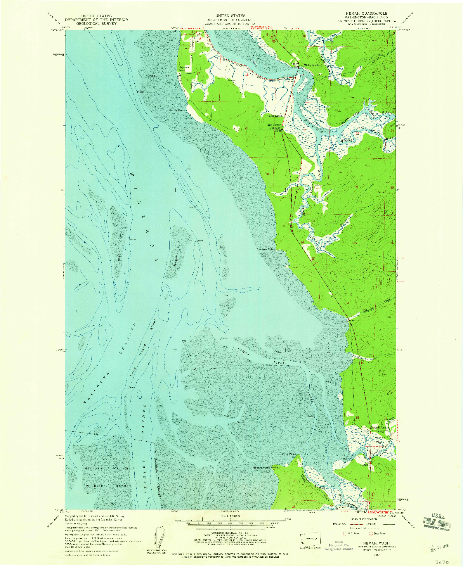 USGS 1:24000-SCALE QUADRANGLE FOR NEMAH, WA 1957