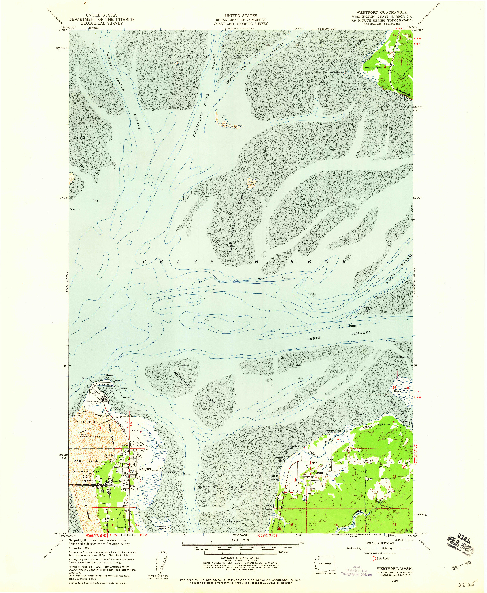 USGS 1:24000-SCALE QUADRANGLE FOR WESTPORT, WA 1956