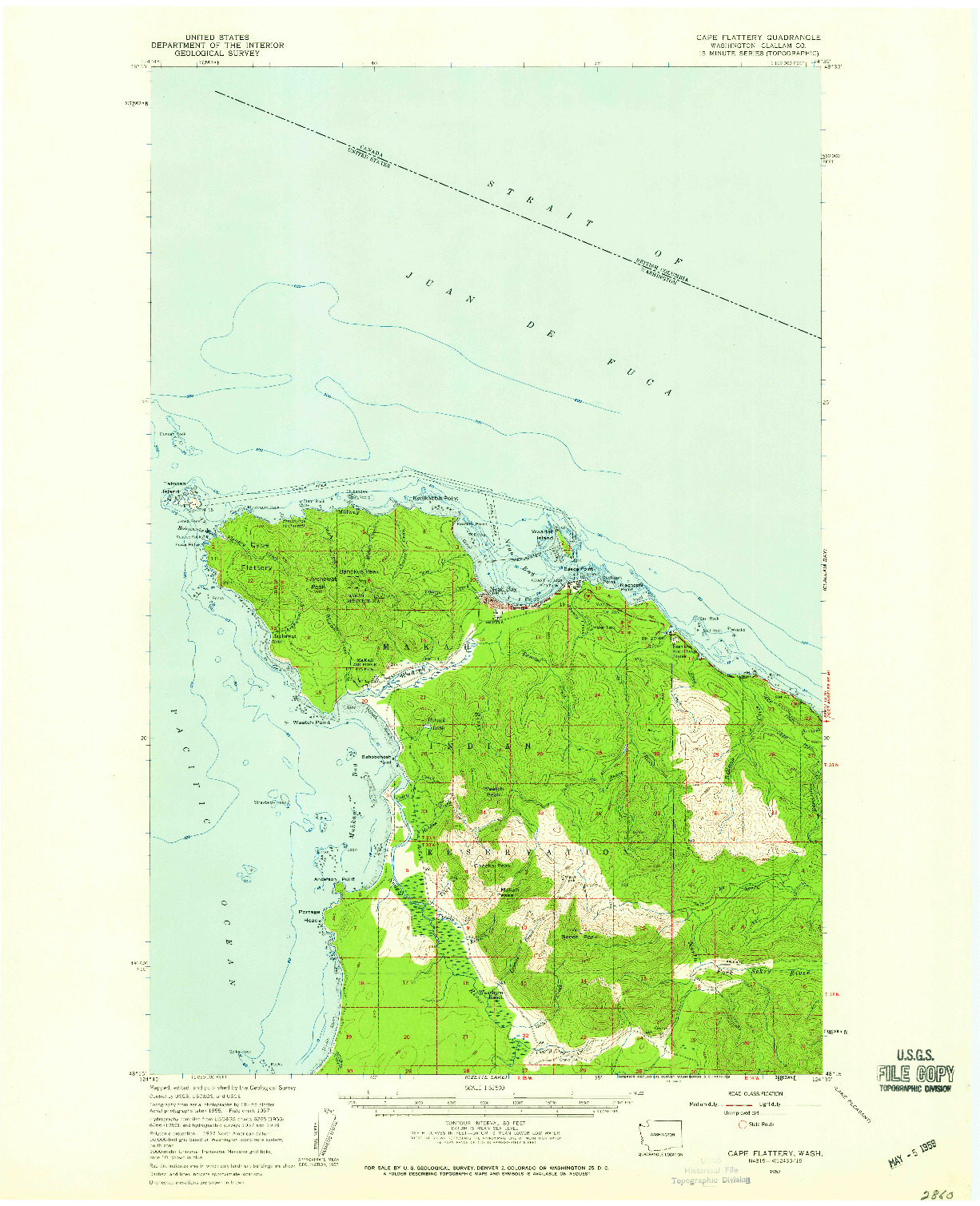 USGS 1:62500-SCALE QUADRANGLE FOR CAPE FLATTERY, WA 1957