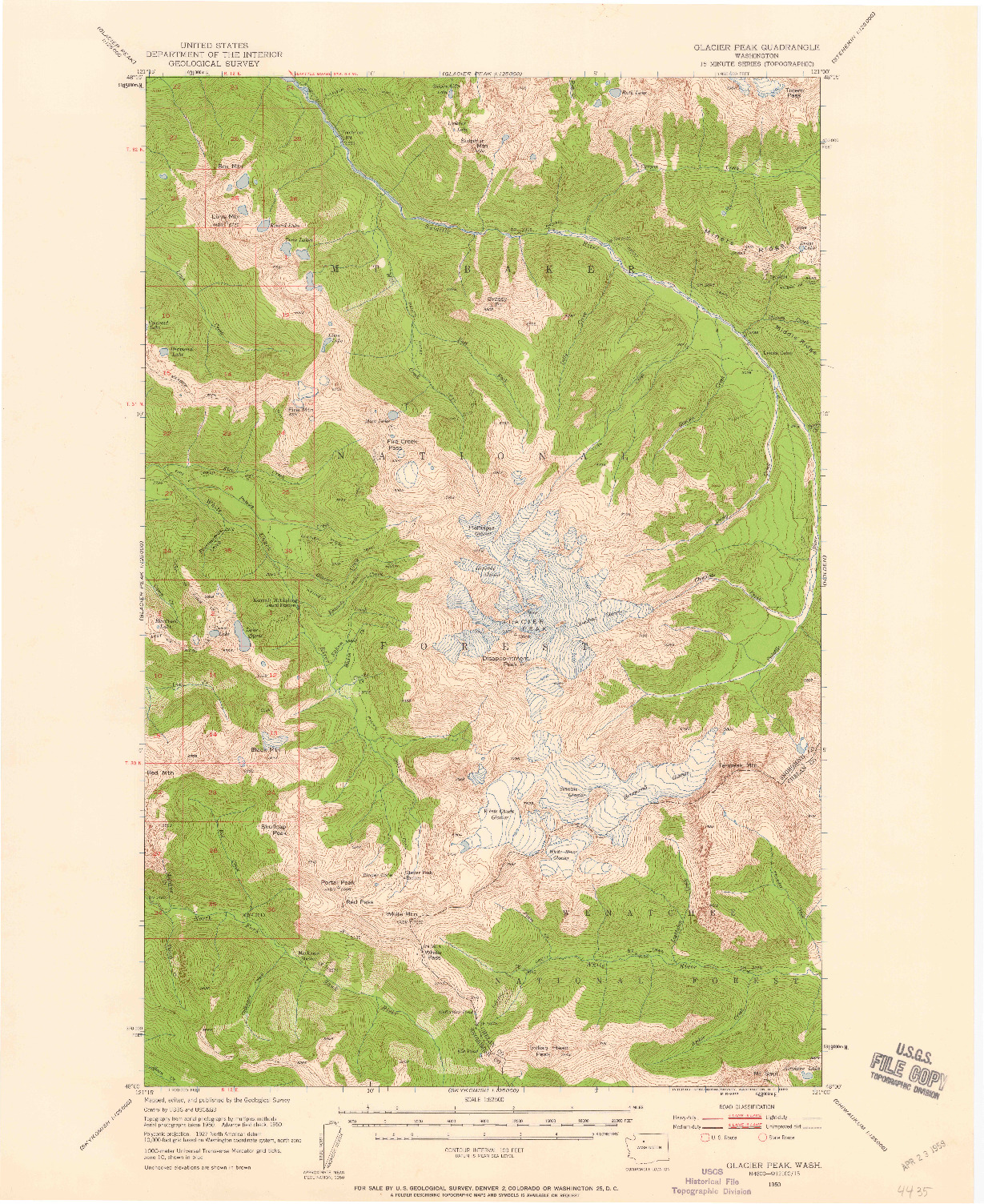 USGS 1:62500-SCALE QUADRANGLE FOR GLACIER PEAK, WA 1950