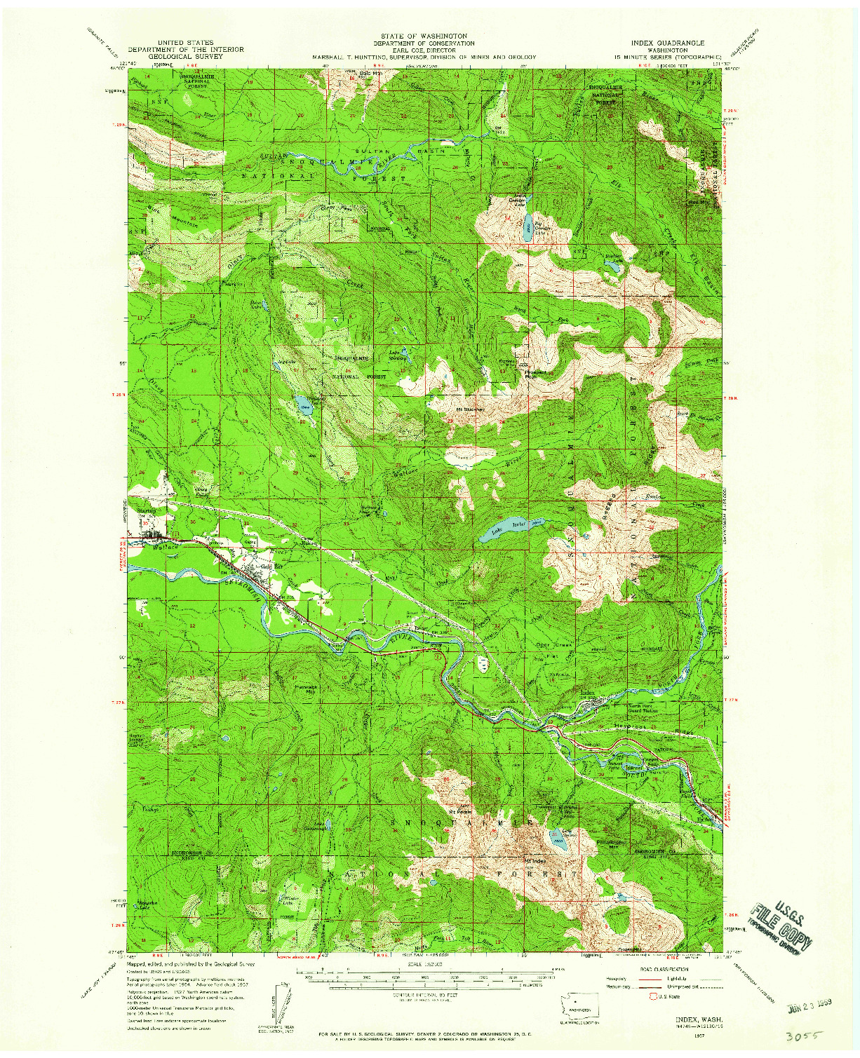 USGS 1:62500-SCALE QUADRANGLE FOR INDEX, WA 1957
