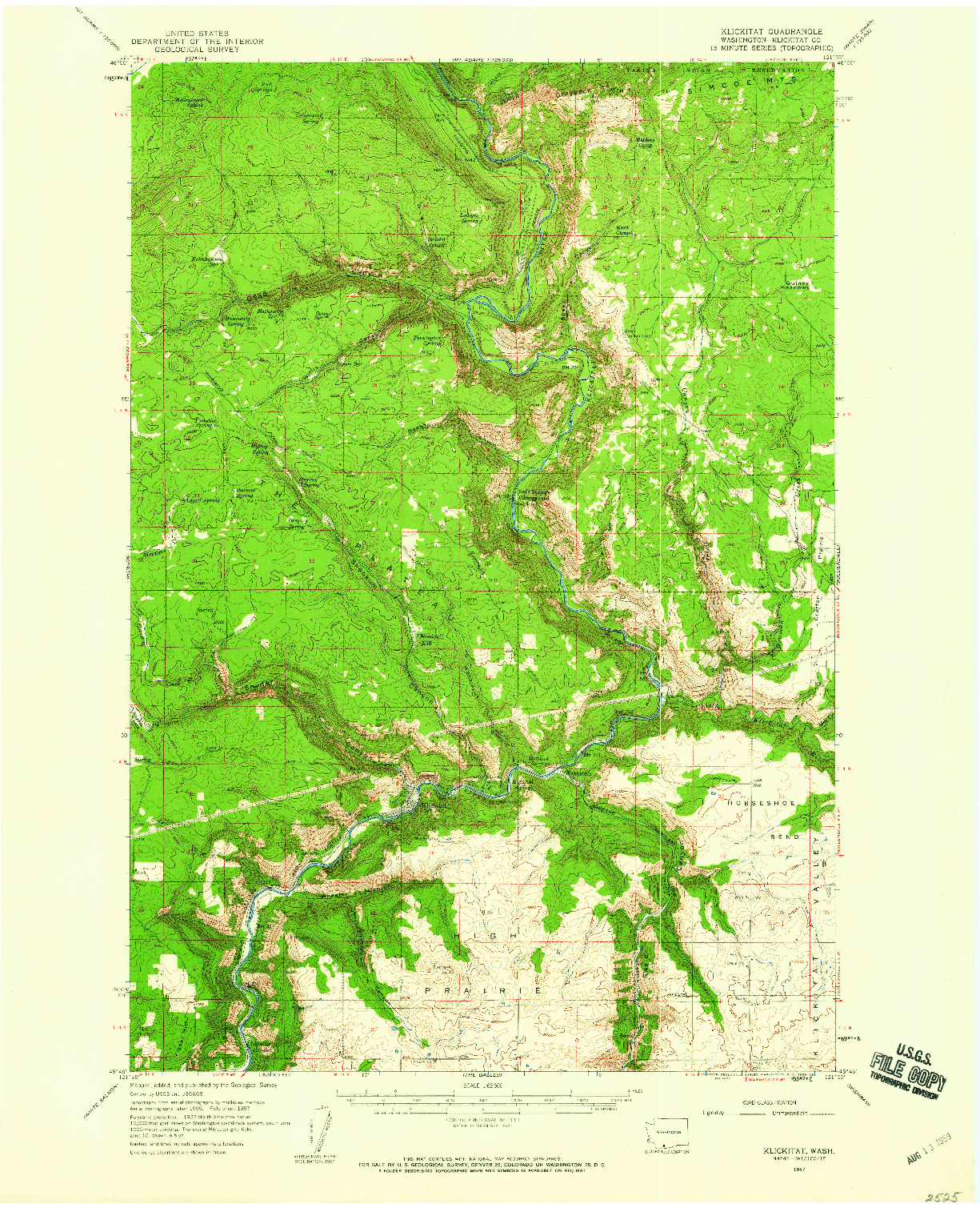 USGS 1:62500-SCALE QUADRANGLE FOR KLICKITAT, WA 1957