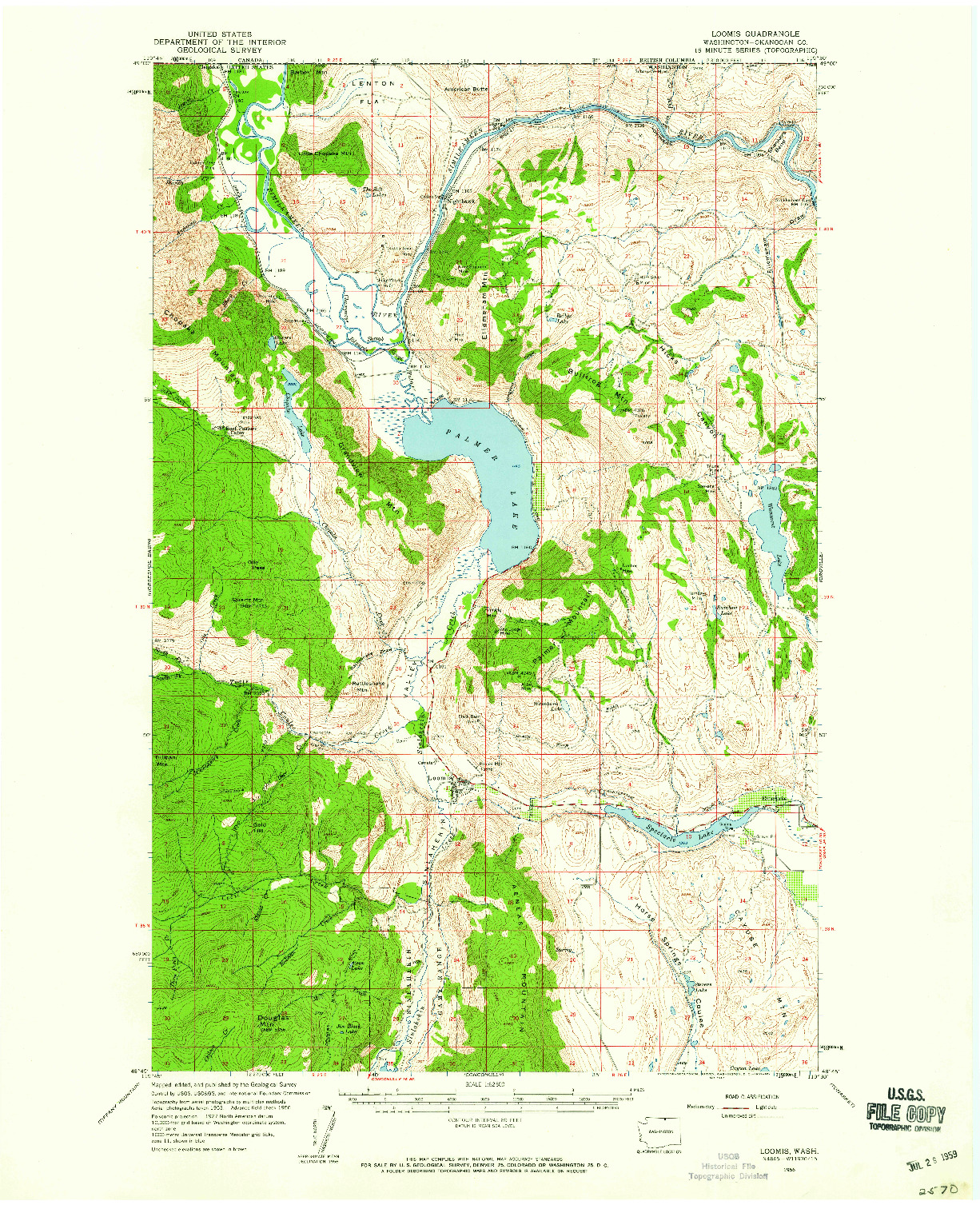 USGS 1:62500-SCALE QUADRANGLE FOR LOOMIS, WA 1956