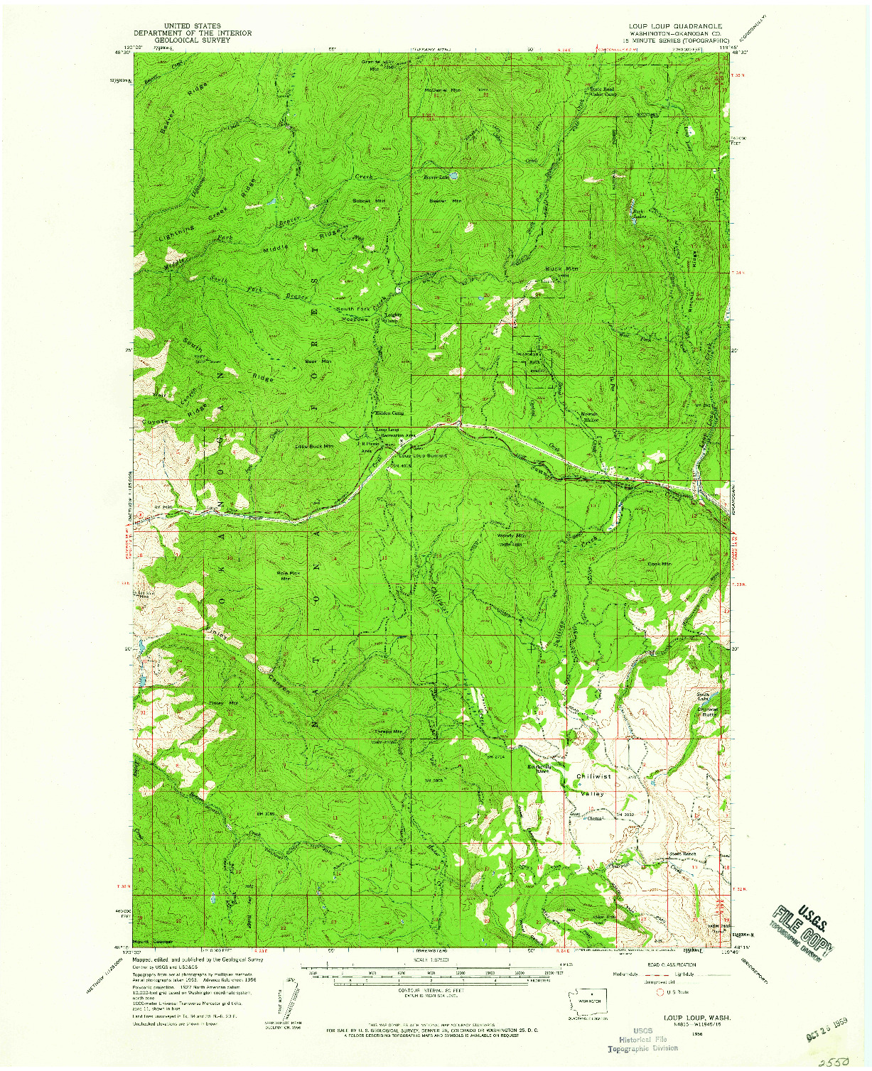 USGS 1:62500-SCALE QUADRANGLE FOR LOUP LOUP, WA 1956