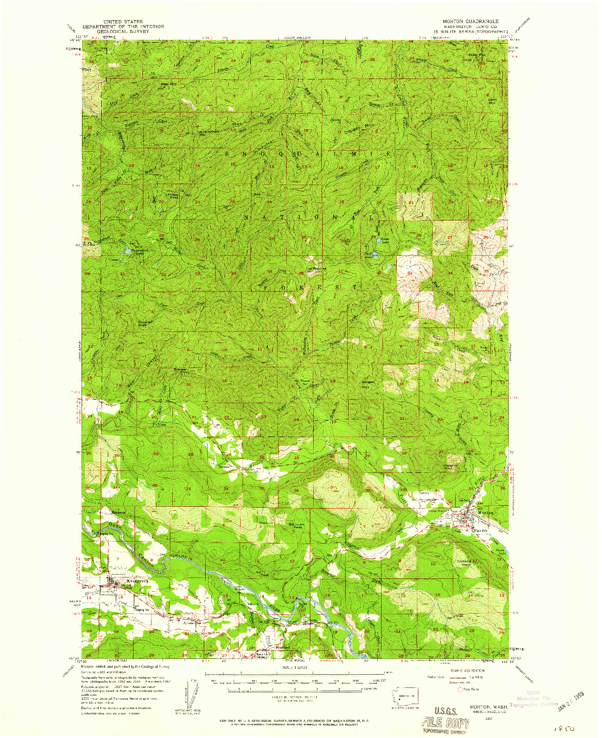 USGS 1:62500-SCALE QUADRANGLE FOR MORTON, WA 1957