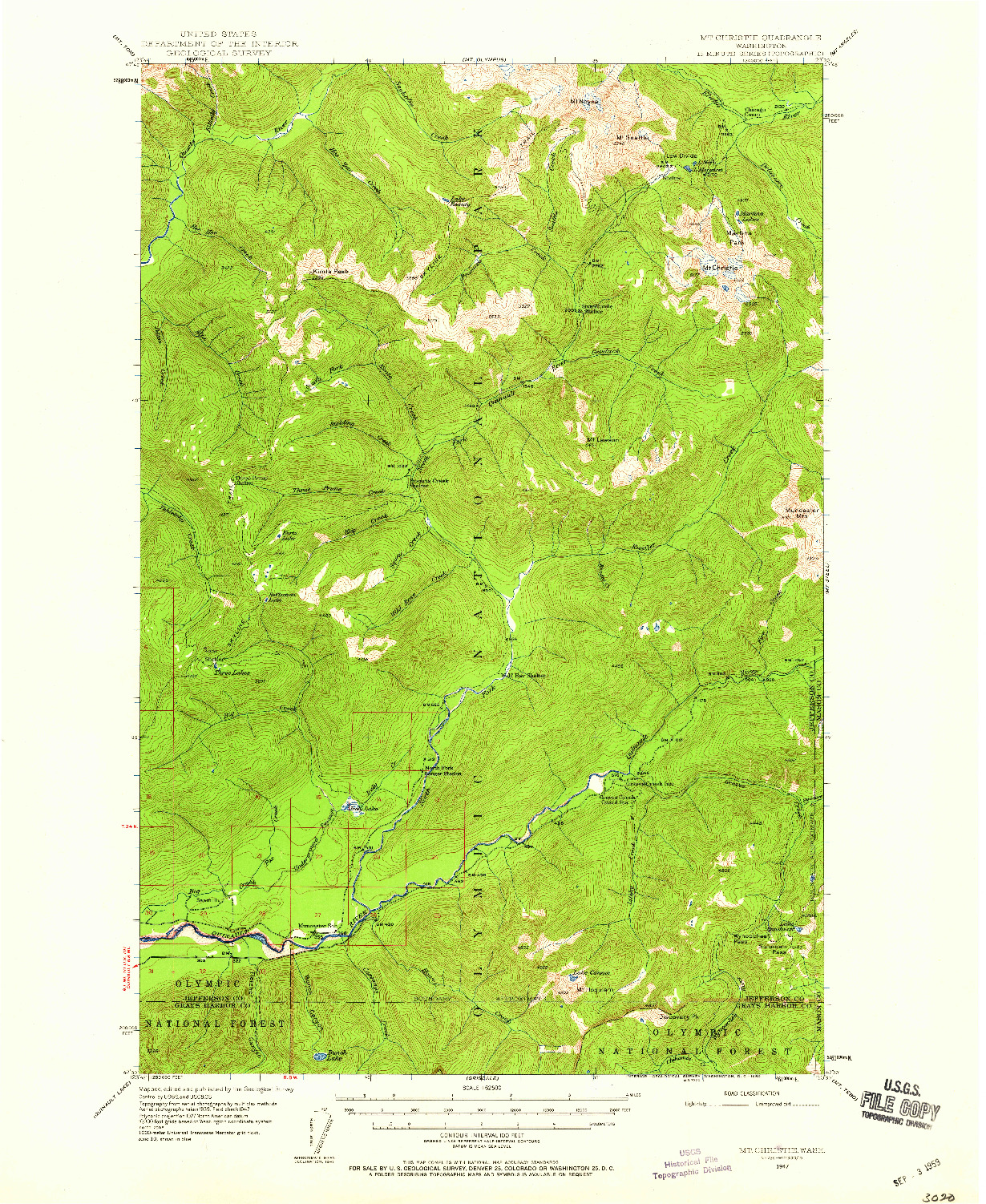 USGS 1:62500-SCALE QUADRANGLE FOR MT CHRISTIE, WA 1947