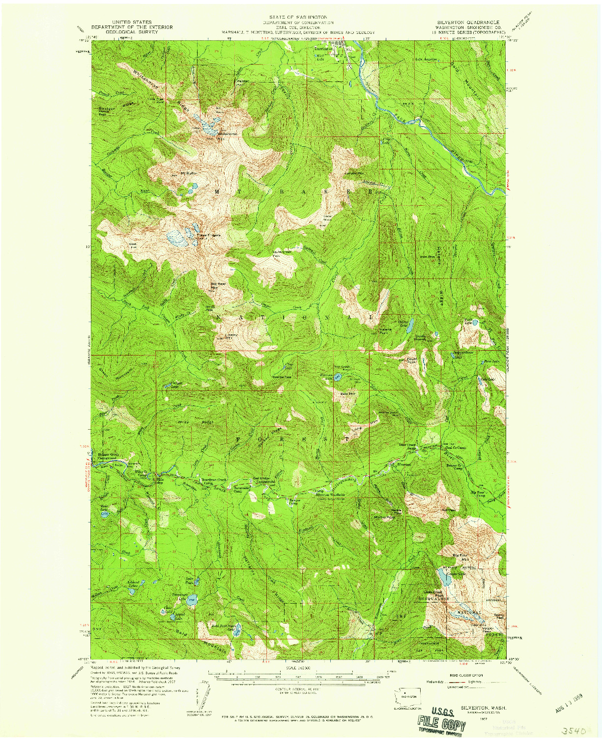 USGS 1:62500-SCALE QUADRANGLE FOR SILVERTON, WA 1957