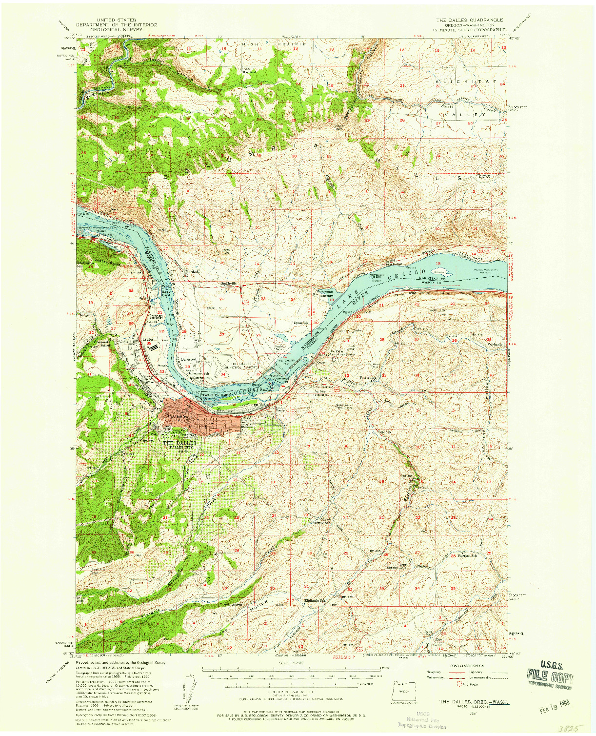 USGS 1:62500-SCALE QUADRANGLE FOR THE DALLES, WA 1957