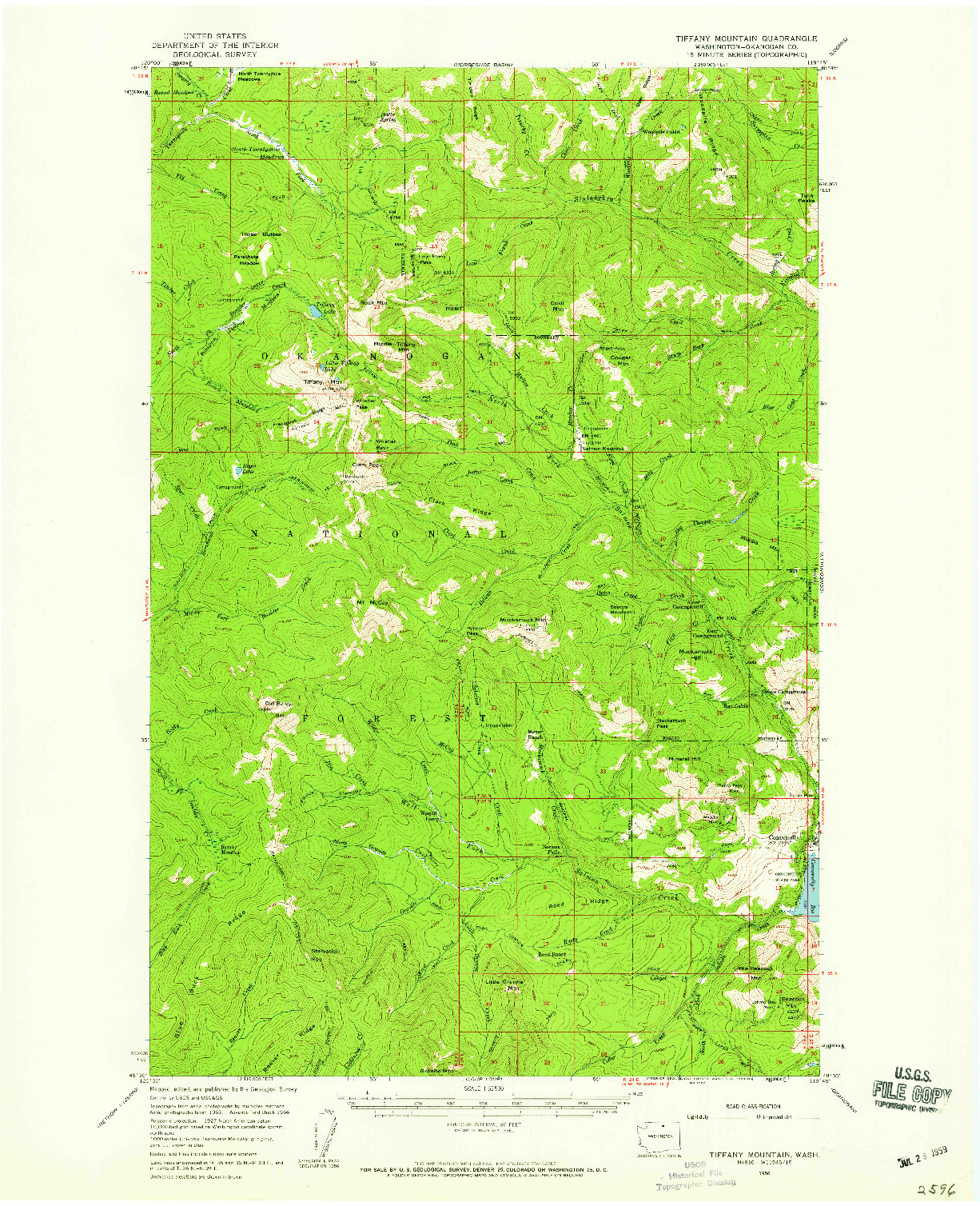 USGS 1:62500-SCALE QUADRANGLE FOR TIFFANY MOUNTAIN, WA 1956